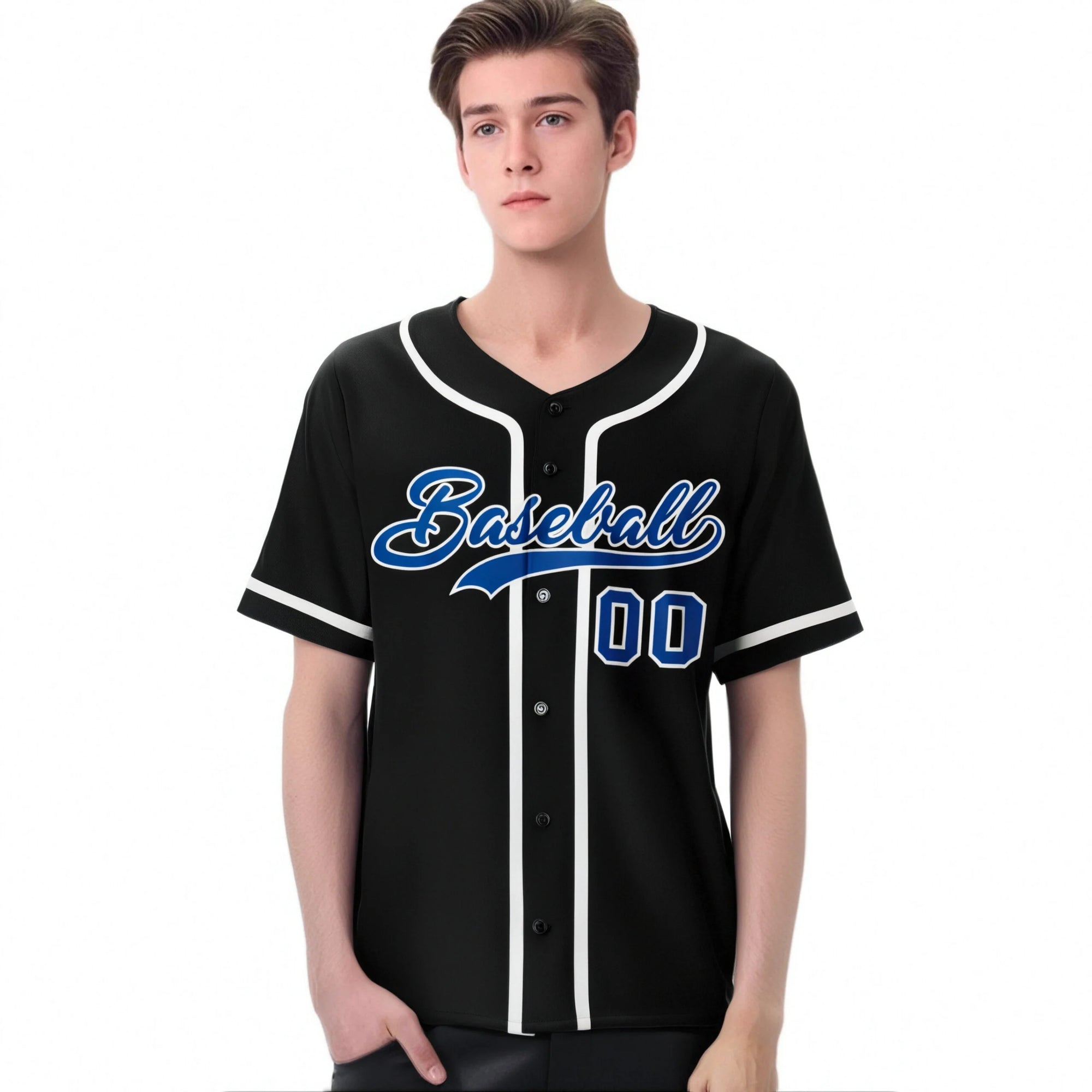 Custom Black Royal Blue-White Classic Style Authentic Baseball Jersey