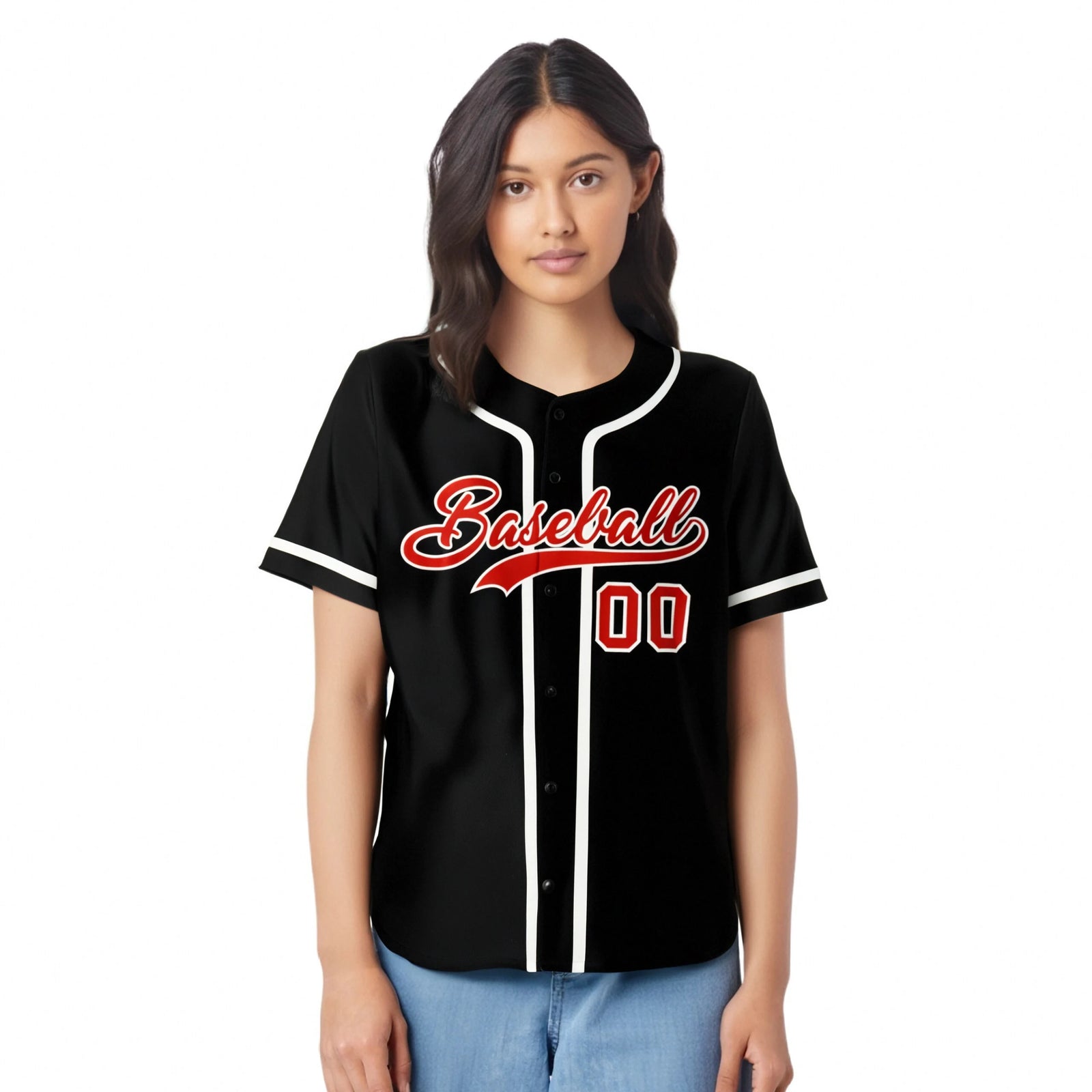Custom Black Red-White Classic Style Authentic Baseball Jersey