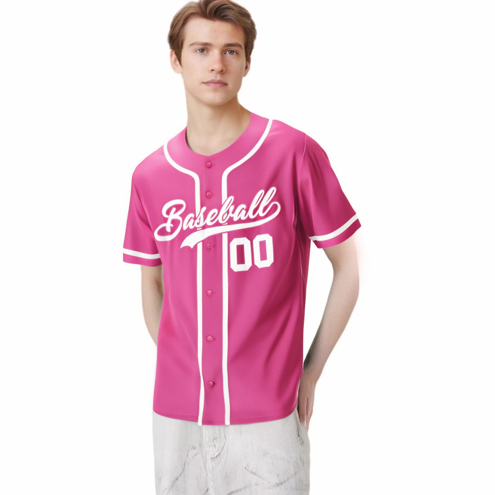 Custom Pink White Classic Style Authentic Baseball Jersey