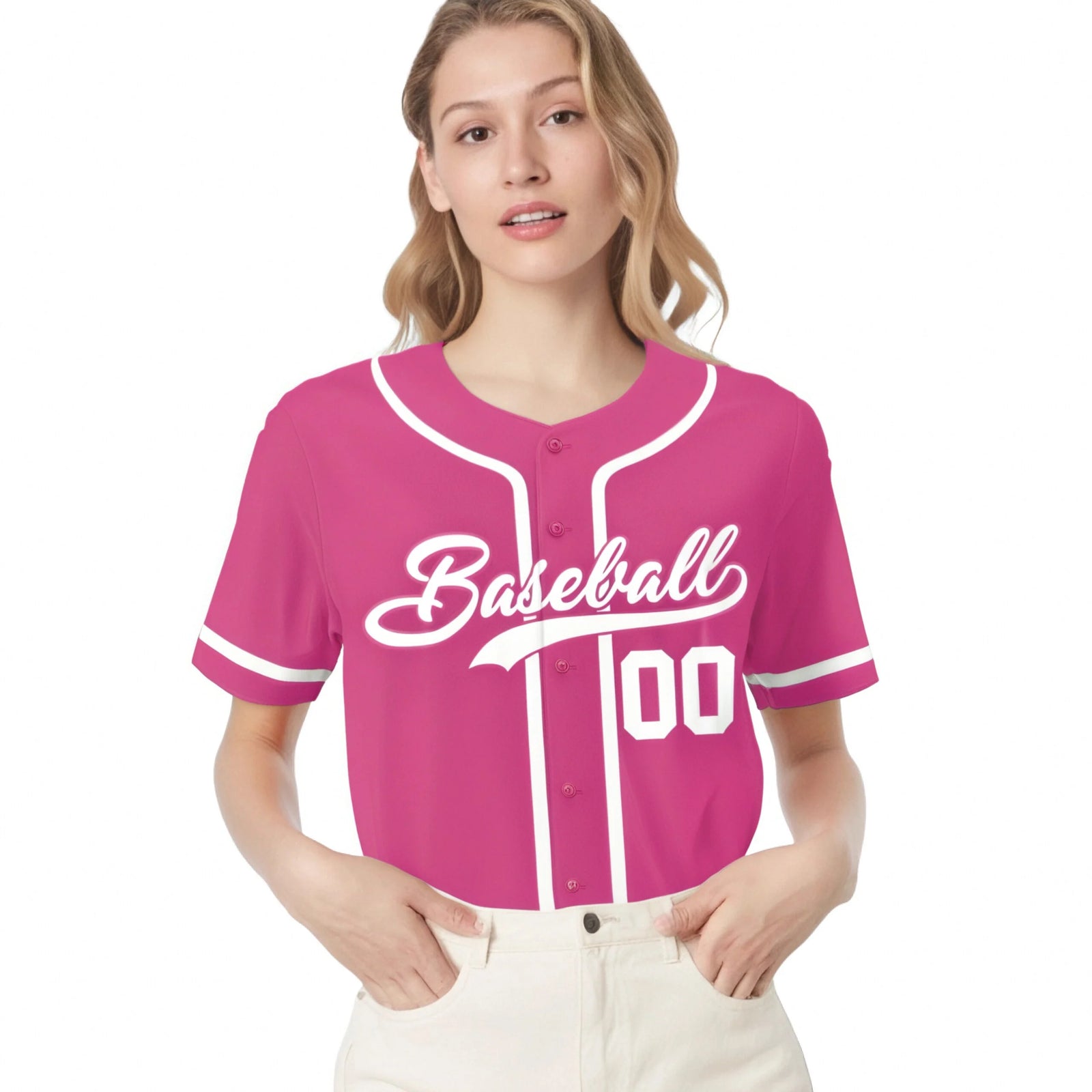 Custom Pink White Classic Style Authentic Baseball Jersey