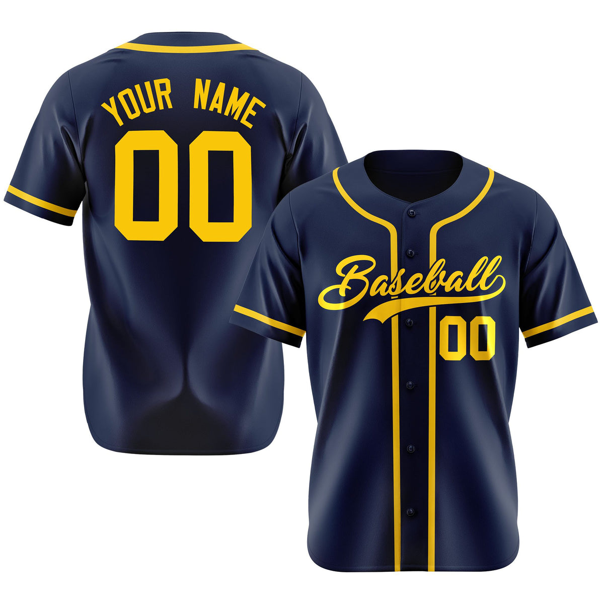 Custom Navy Gold Classic Style Authentic Baseball Jersey