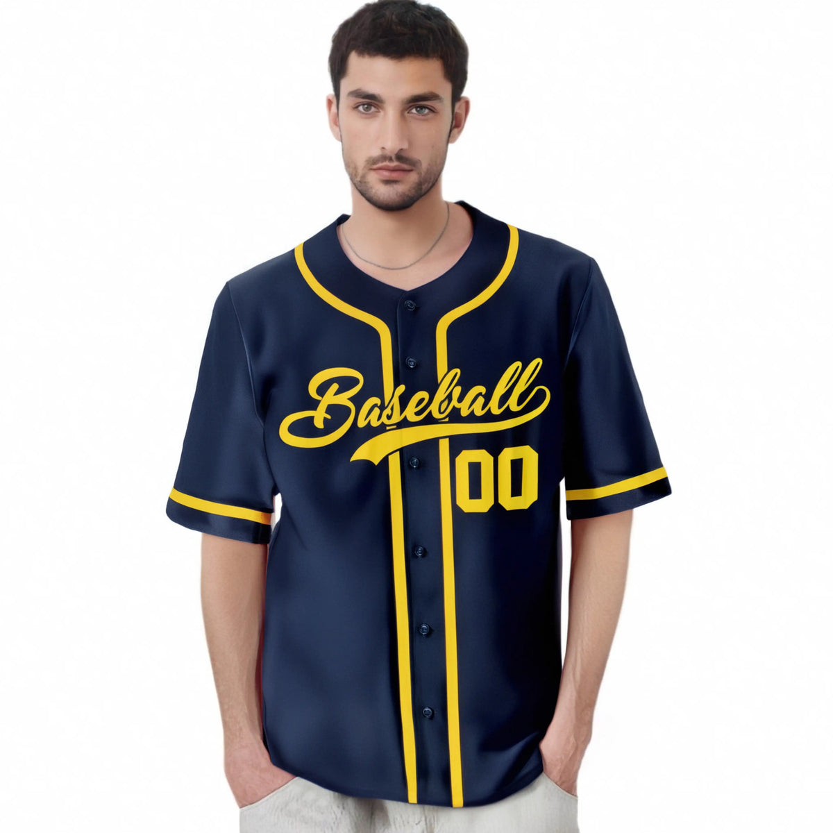 Custom Navy Gold Classic Style Authentic Baseball Jersey