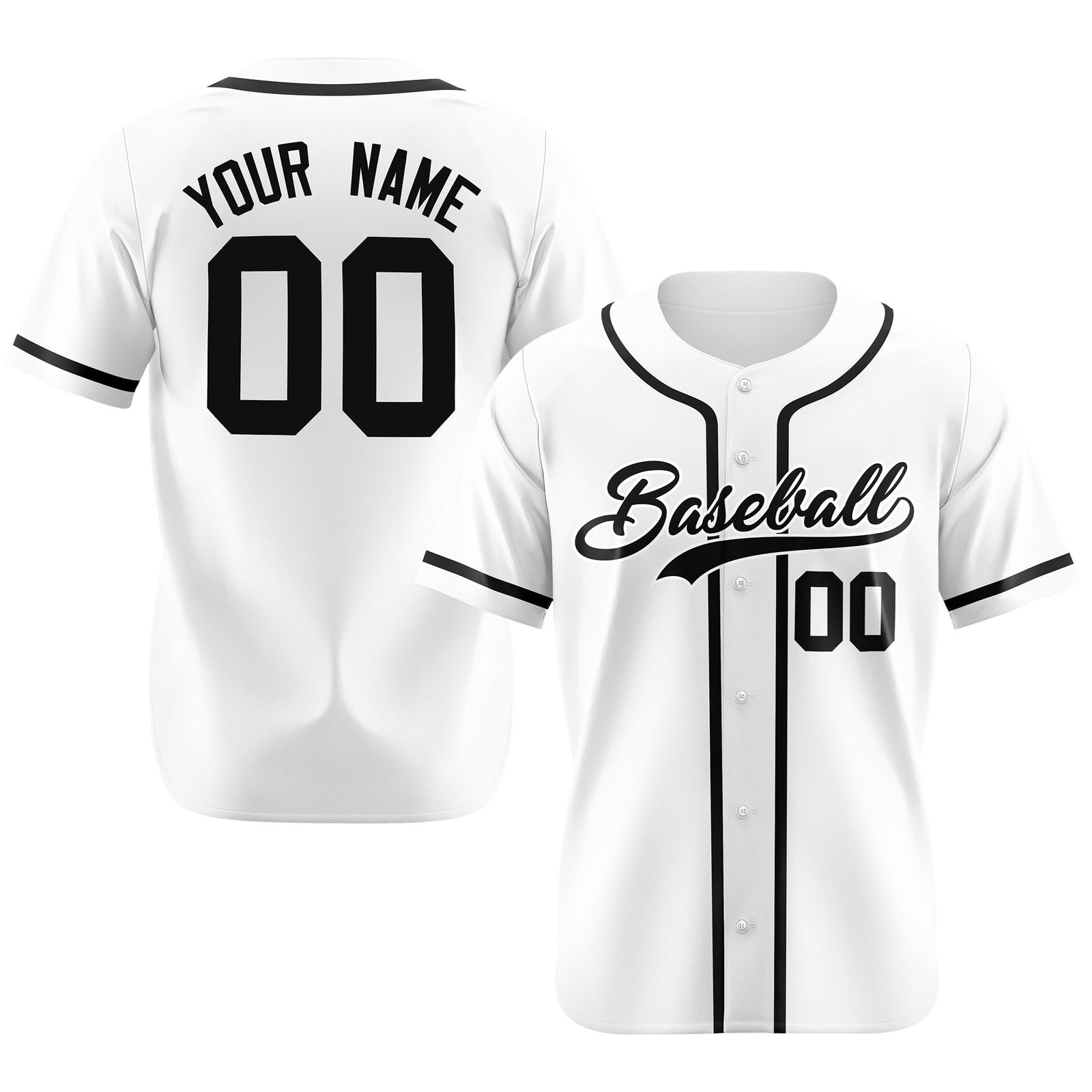 Custom White Black Classic Style Authentic Baseball Jersey