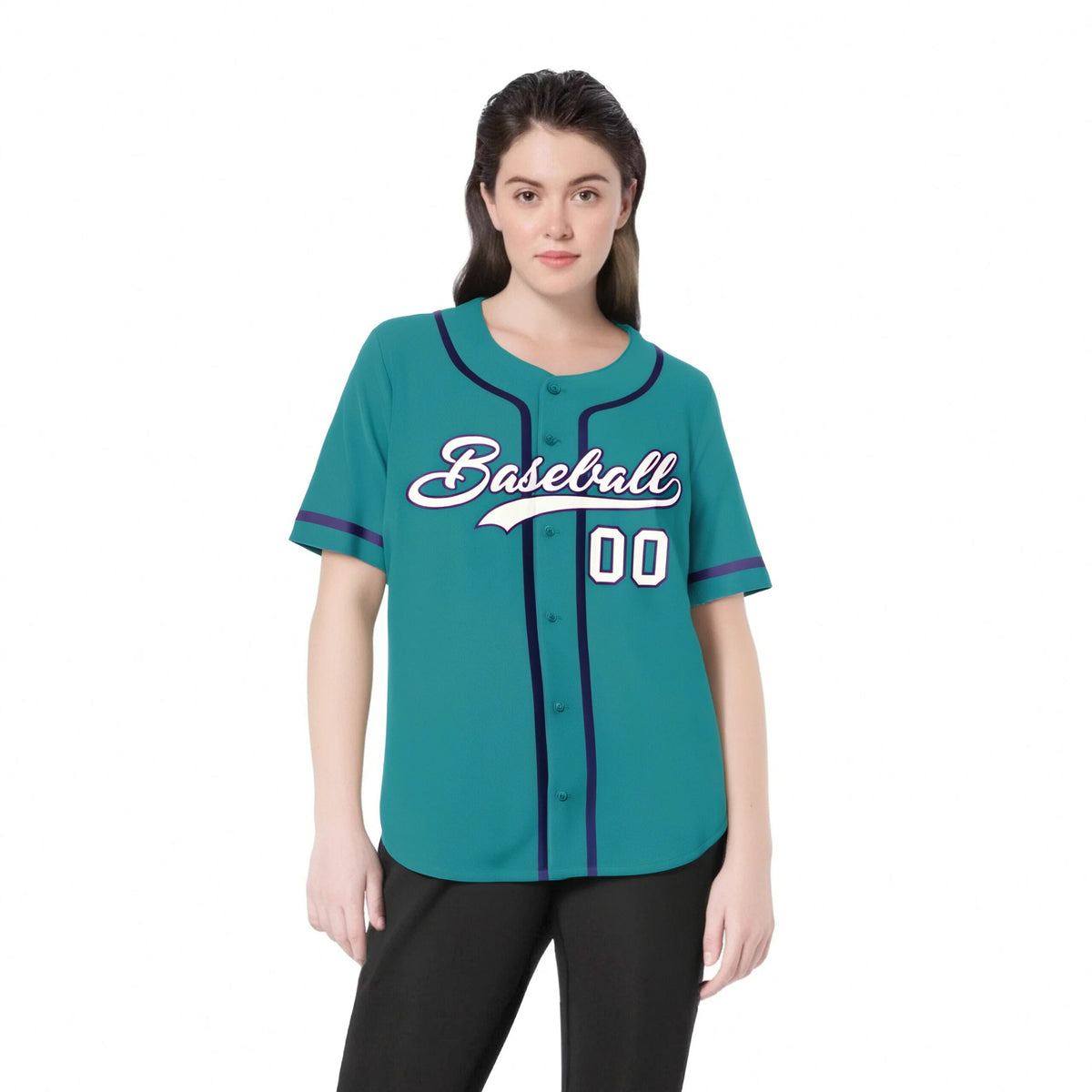 Custom Aqua White-Purple Classic Style Authentic Baseball Jersey