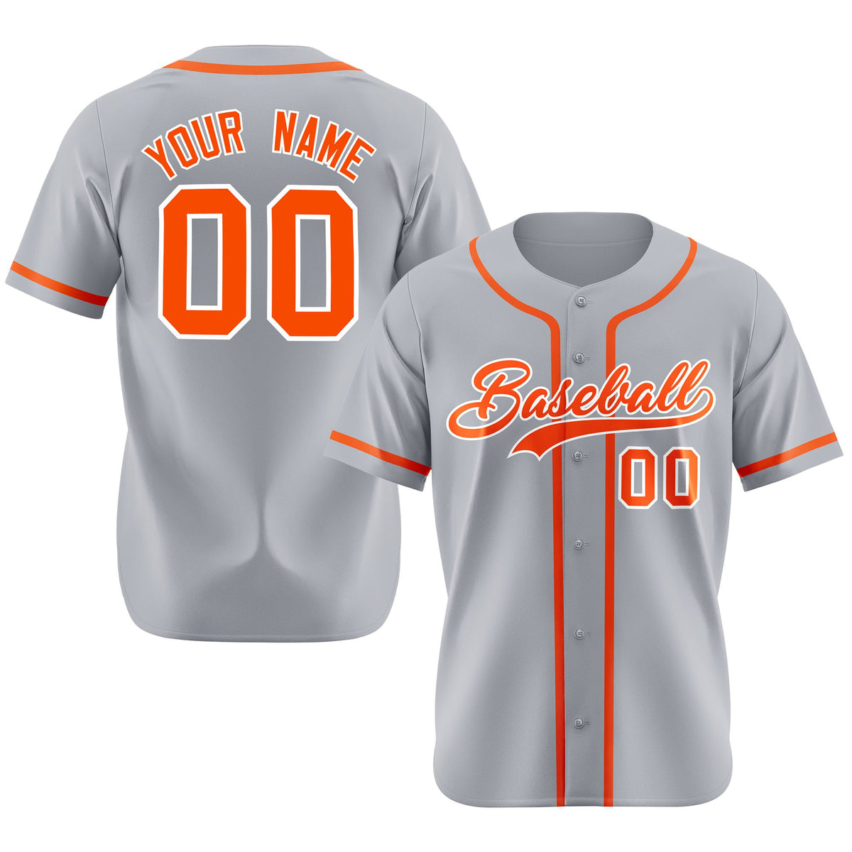 Custom Gray Orange Classic Style Authentic Baseball Jersey