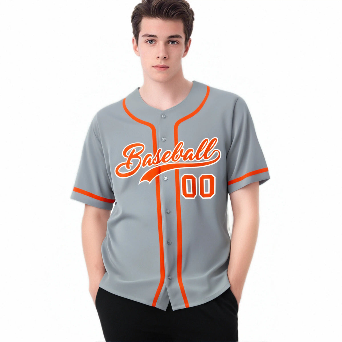 Custom Gray Orange Classic Style Authentic Baseball Jersey