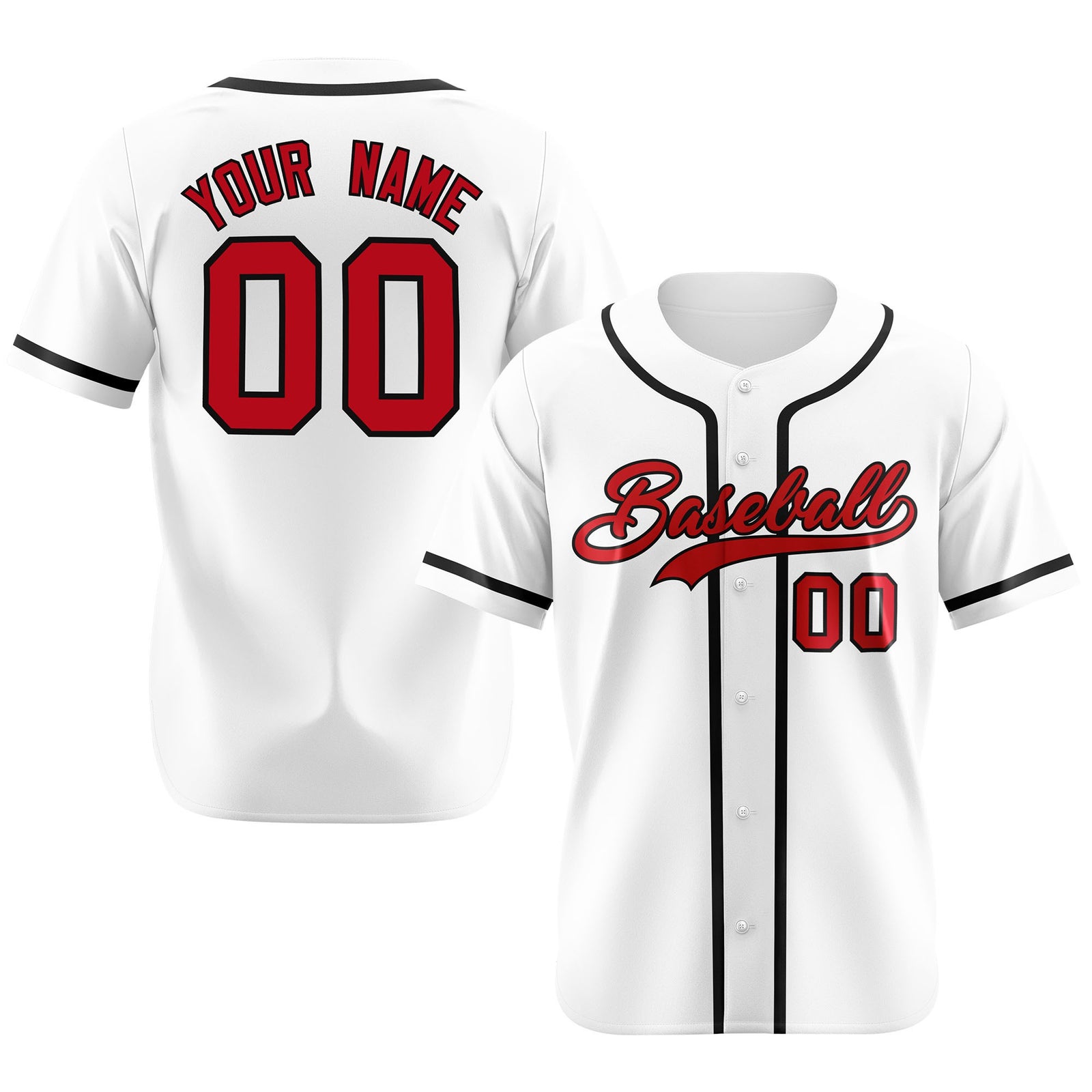 Custom White Red-Black Classic Style Authentic Baseball Jersey