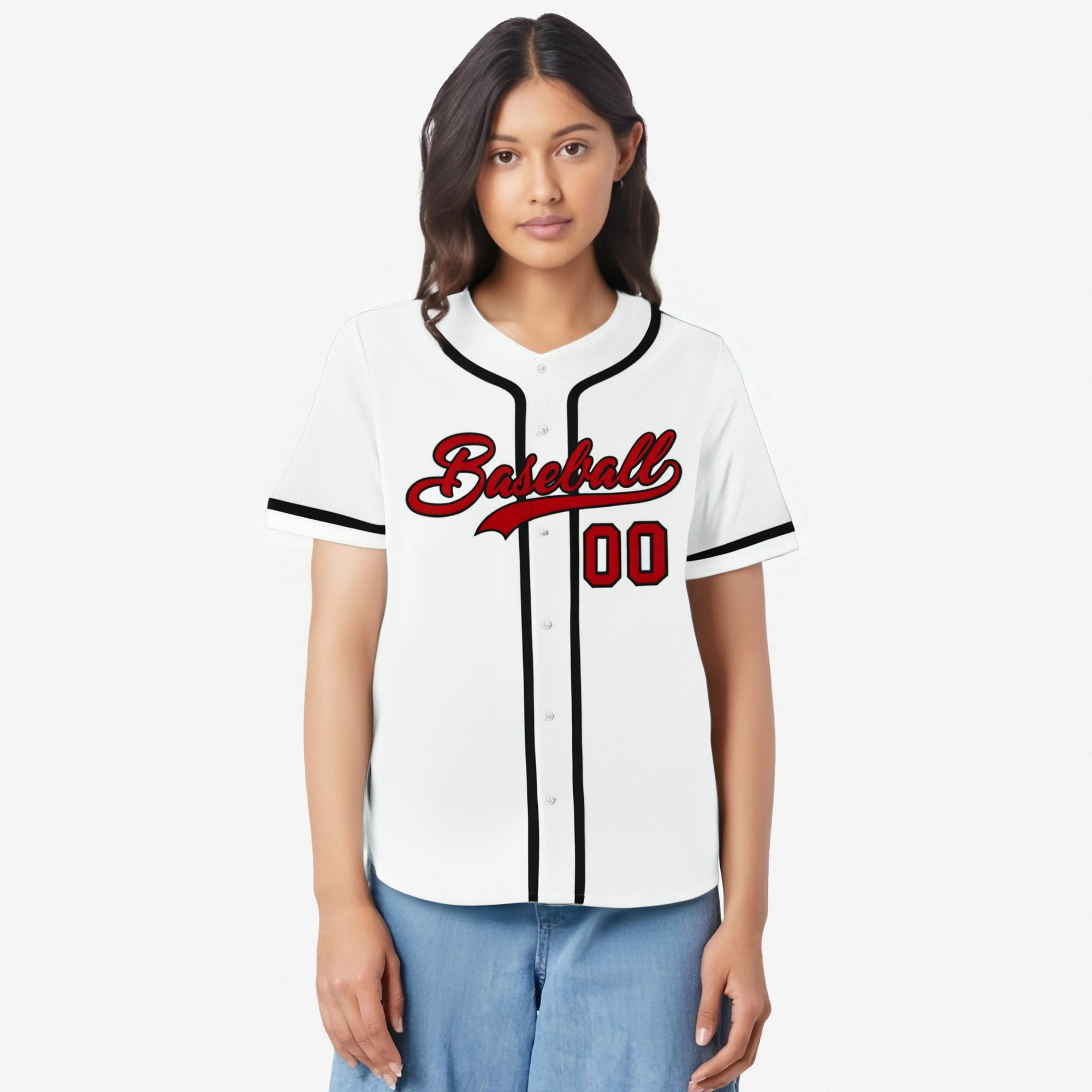 Custom White Red-Black Classic Style Authentic Baseball Jersey