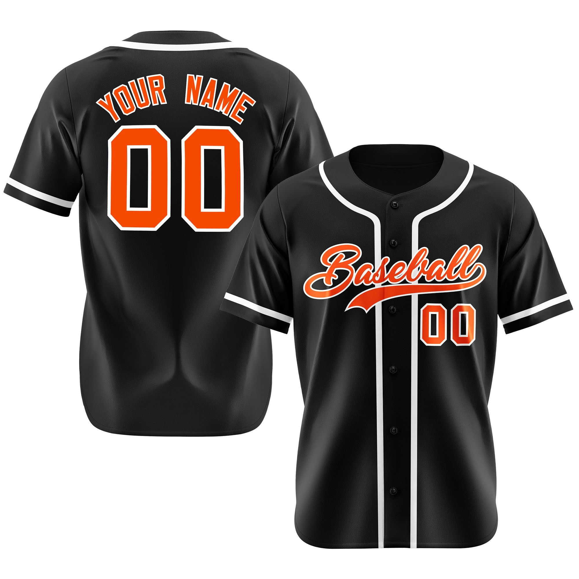 Custom Black Orange-White Classic Style Authentic Baseball Jersey