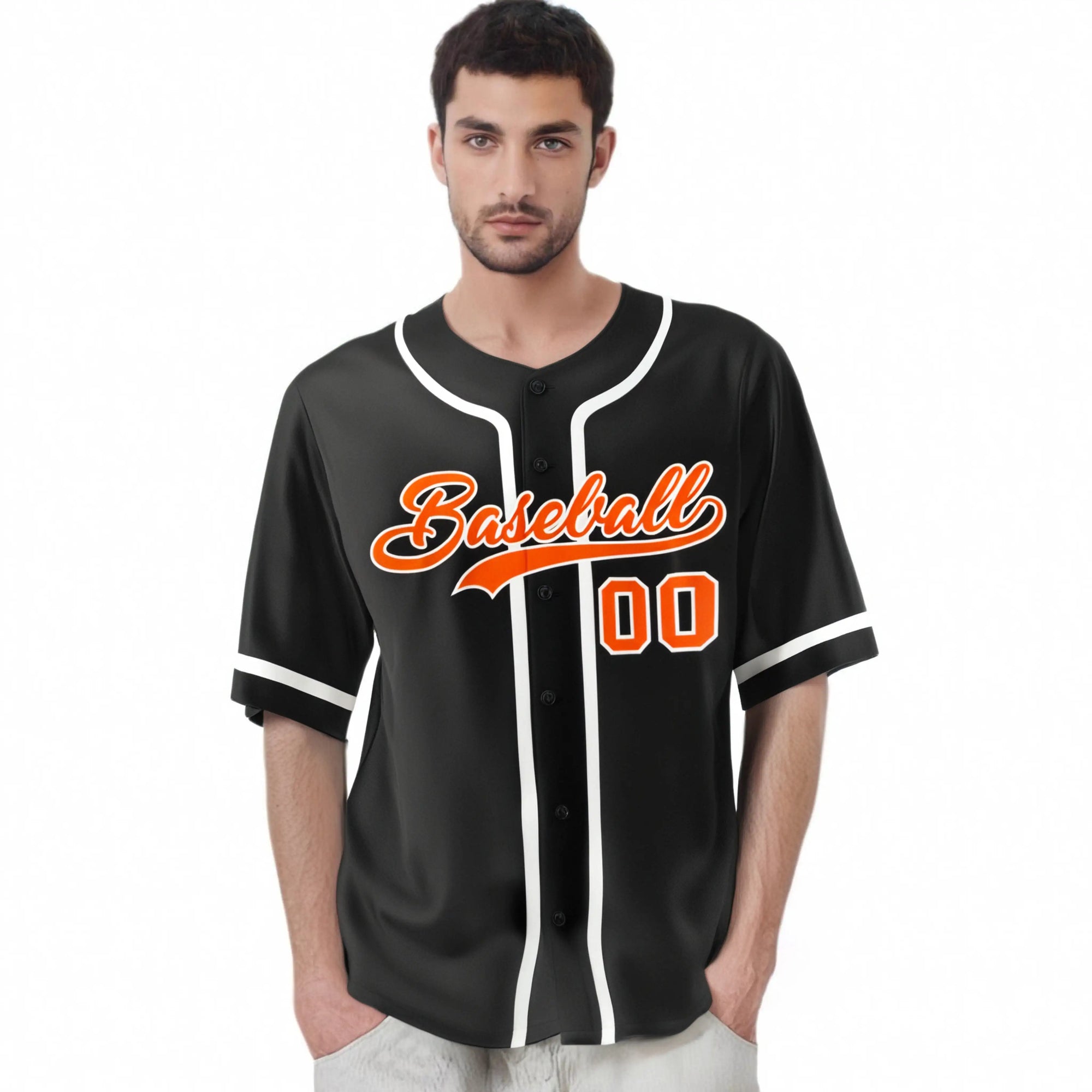 Custom Black Orange-White Classic Style Authentic Baseball Jersey