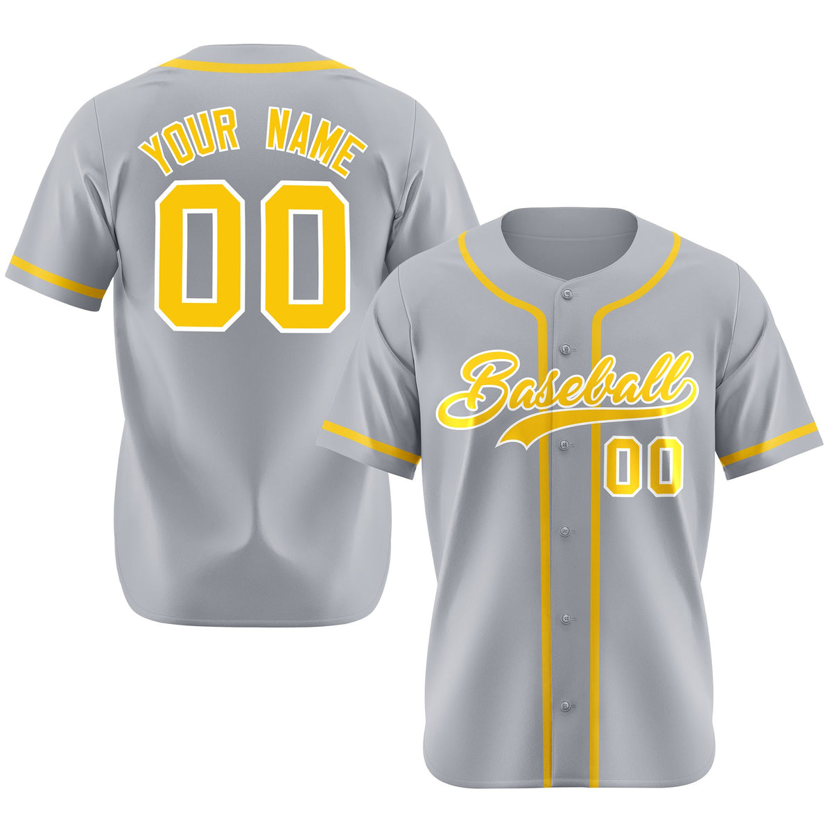 Custom Gray Gold-White Classic Style Authentic Baseball Jersey