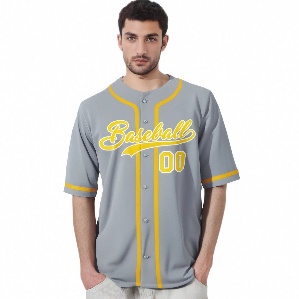 Custom Gray Gold-White Classic Style Authentic Baseball Jersey