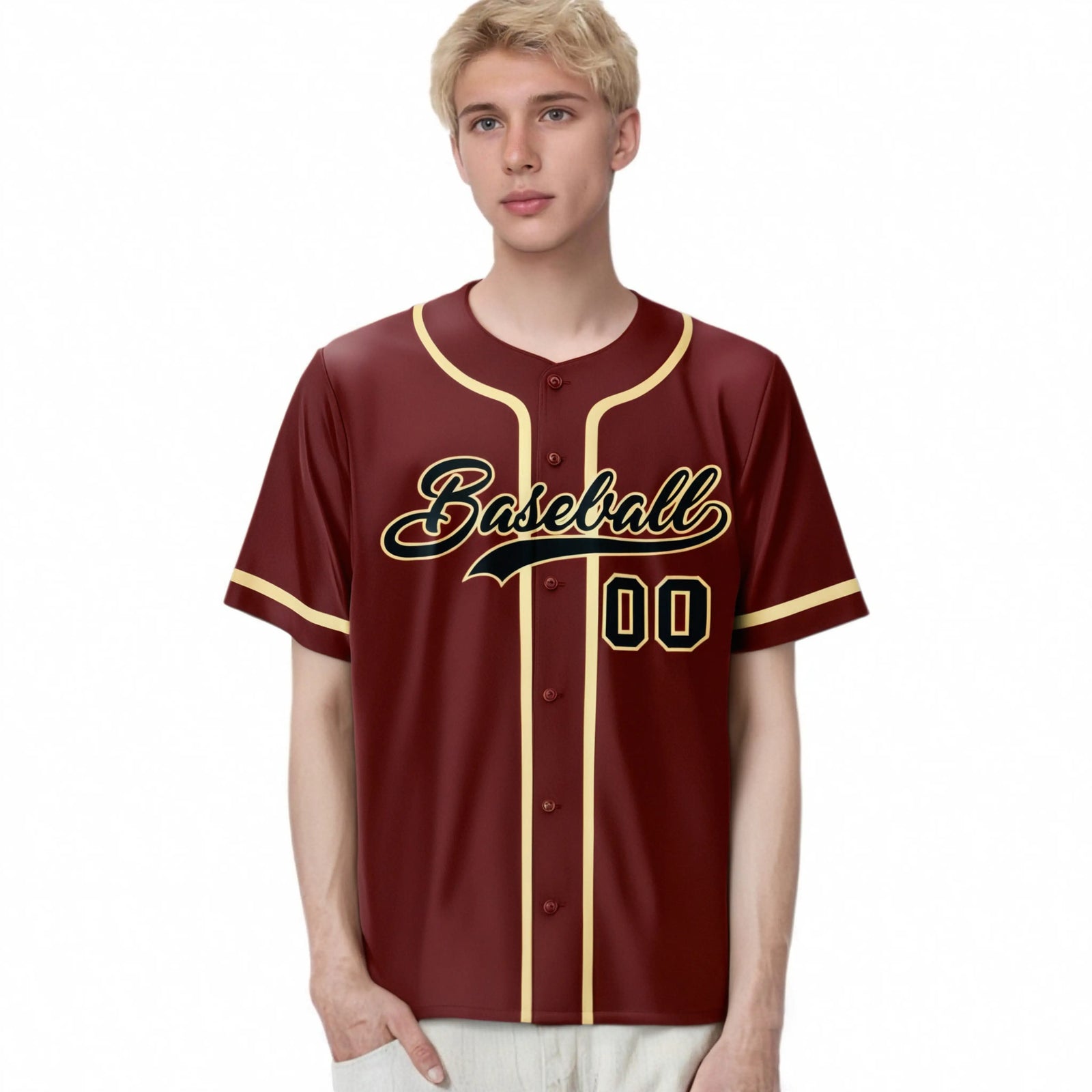 Custom Crimson khaki-Black Classic Style Authentic Baseball Jersey