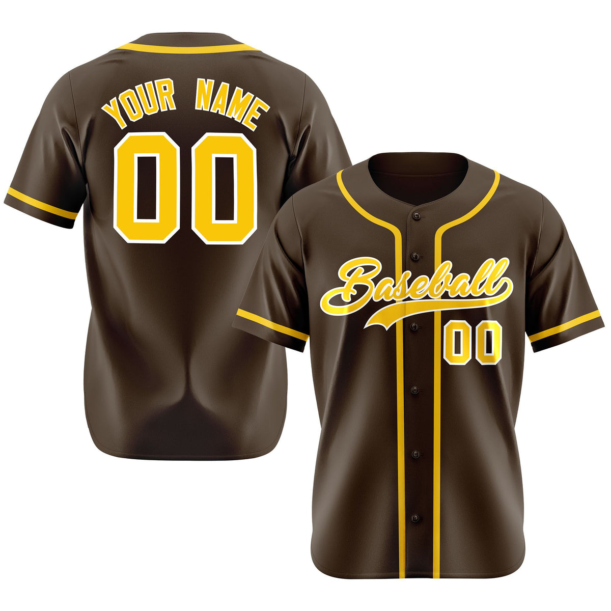 Custom Brown Glod Classic Style Authentic Baseball Jersey