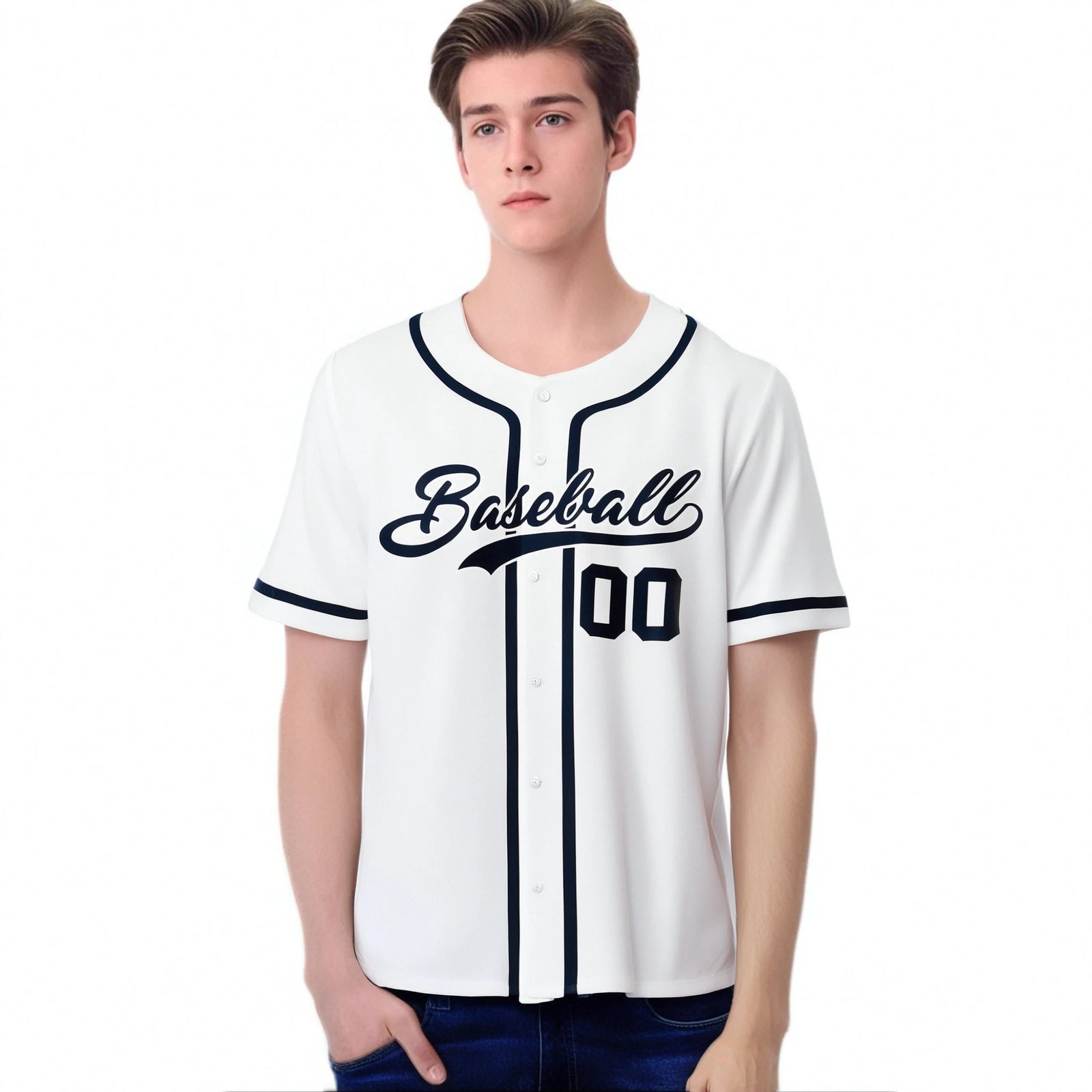 Custom White Navy Classic Style Authentic Baseball Jersey