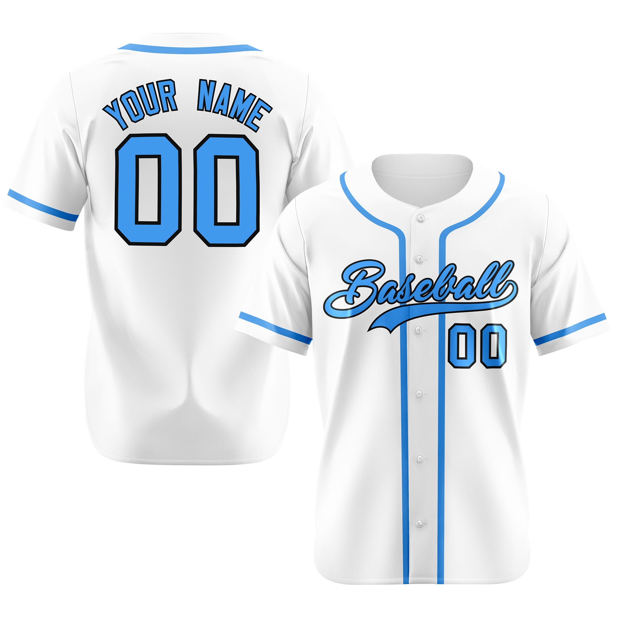 Custom White Powder Blue Classic Style Authentic Baseball Jersey