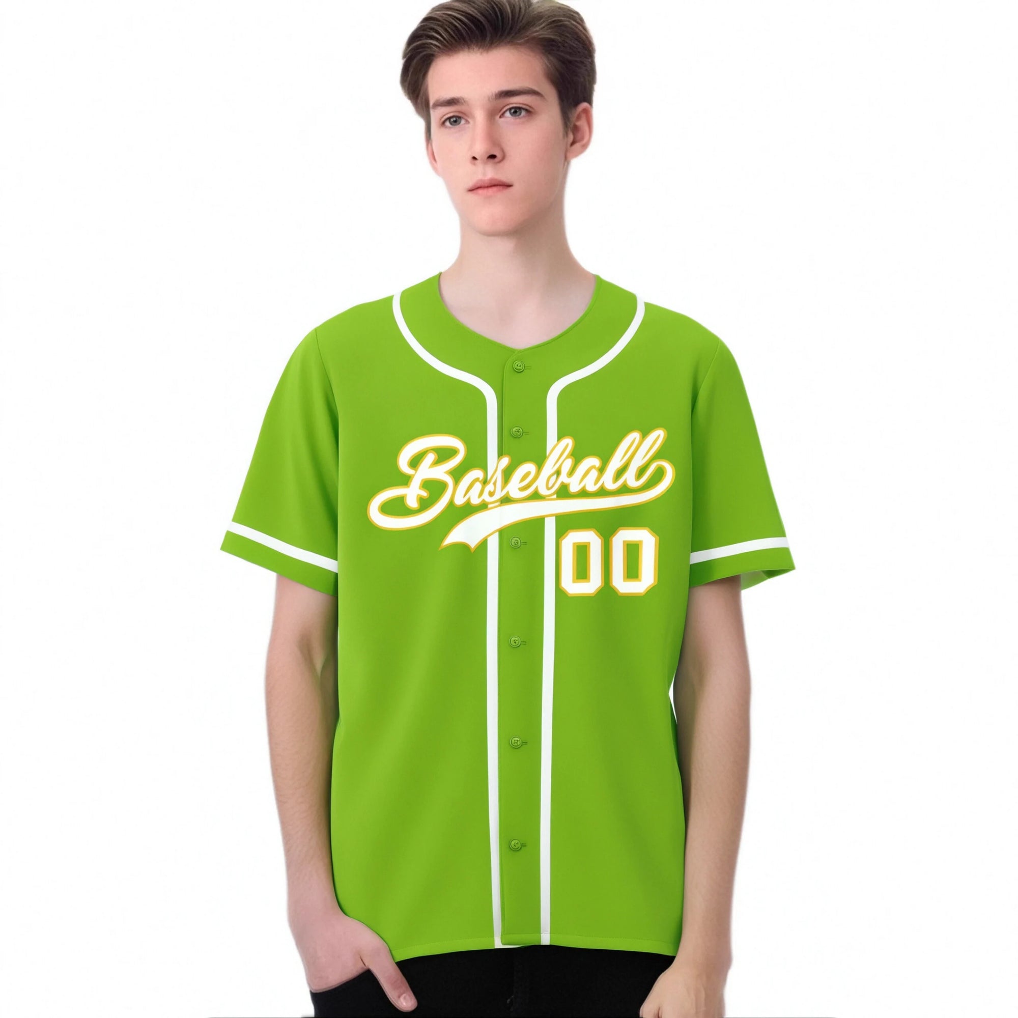 Custom Neon Green White Classic Style Authentic Baseball Jersey