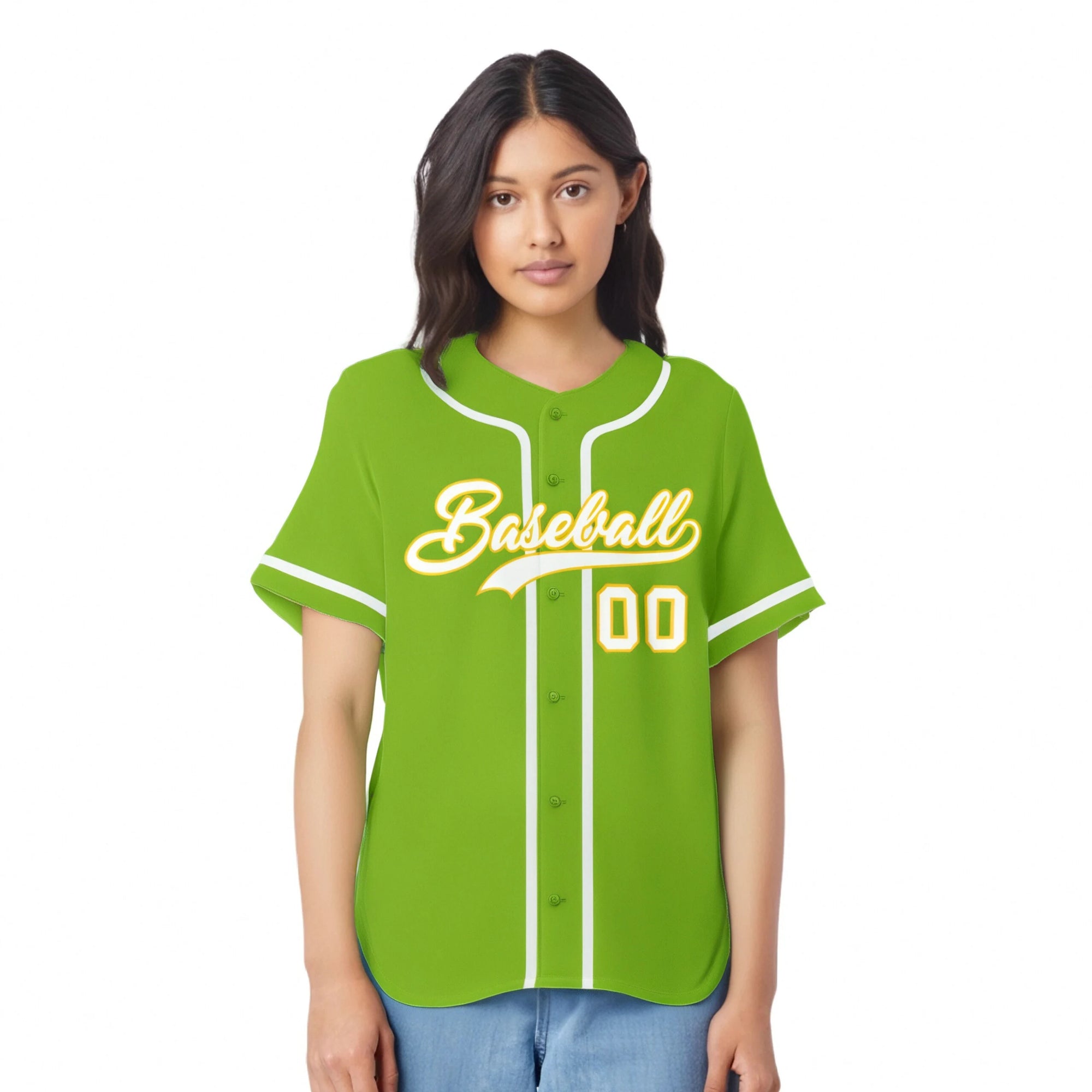 Custom Neon Green White Classic Style Authentic Baseball Jersey