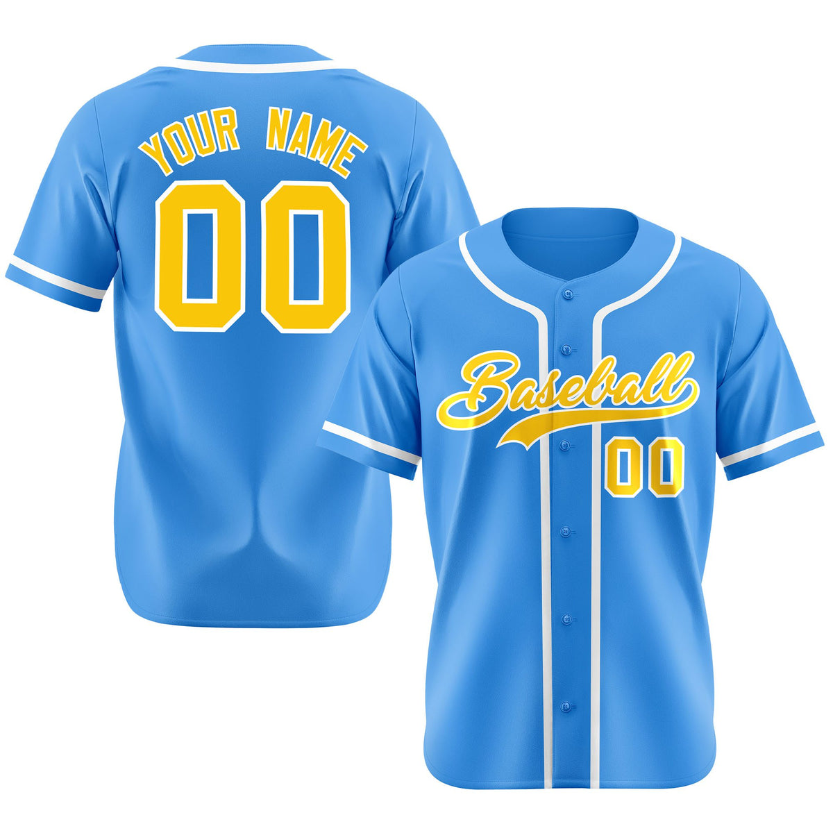 Custom Powder Blue White Classic Style Authentic Baseball Jersey