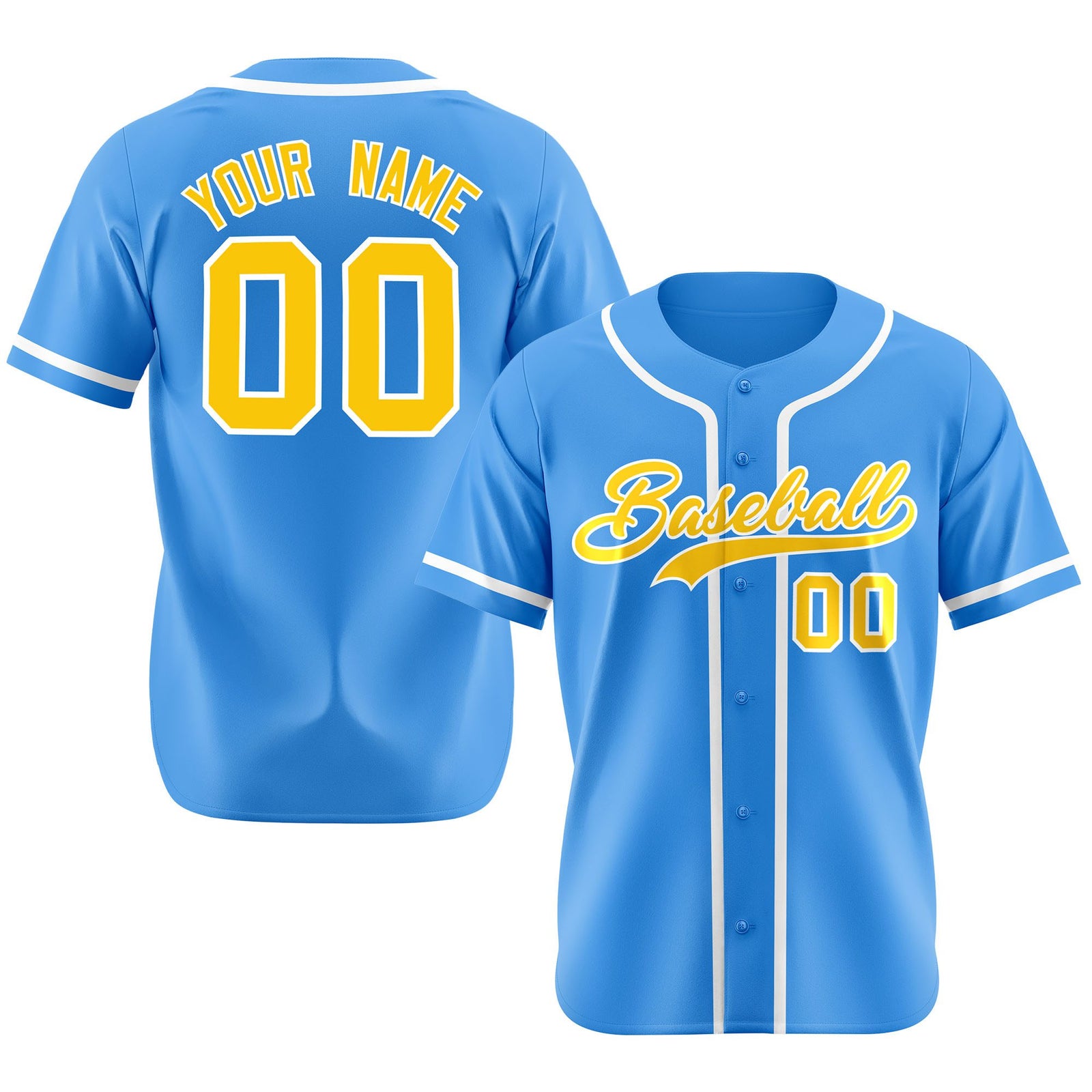 Custom Powder Blue White Classic Style Authentic Baseball Jersey