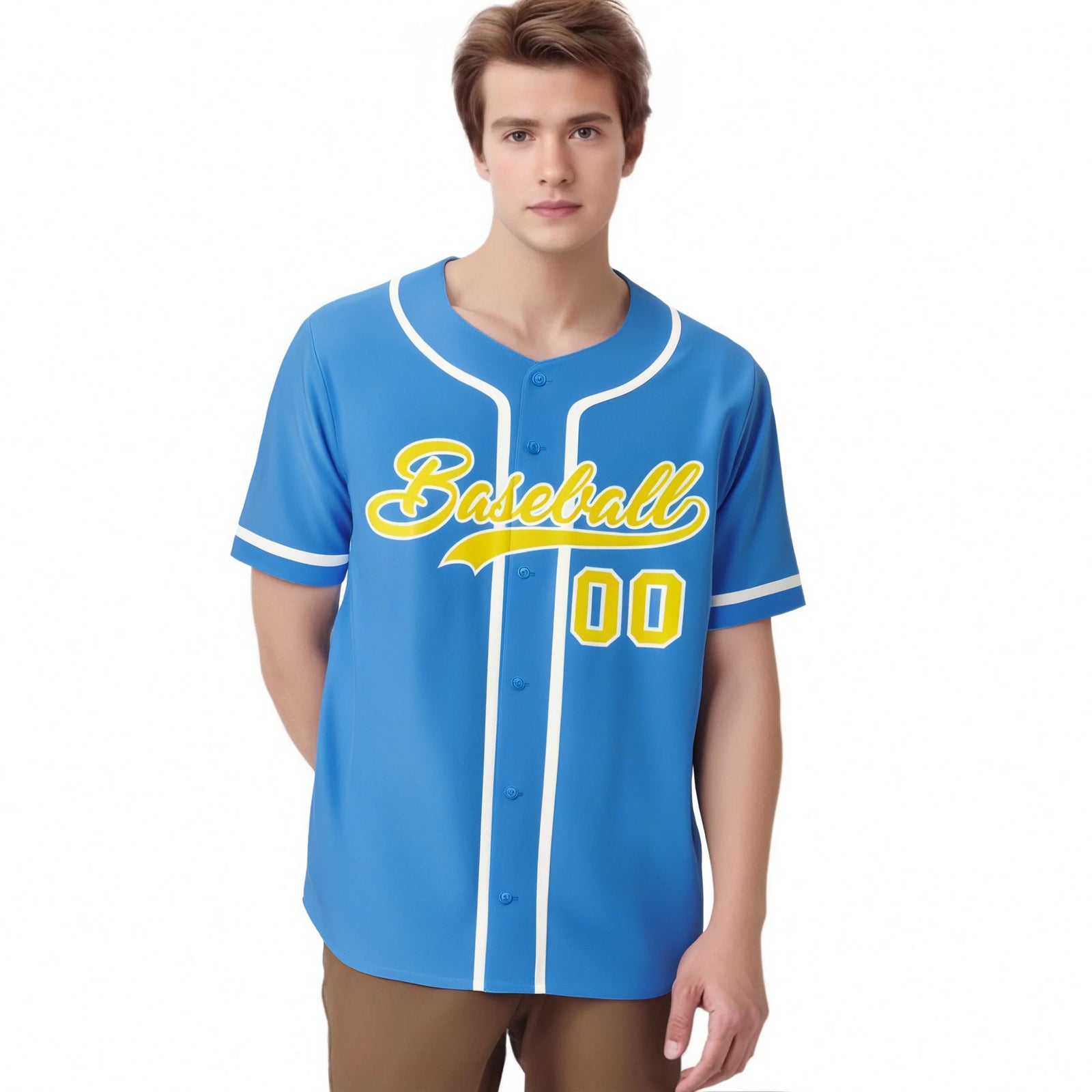 Custom Powder Blue White Classic Style Authentic Baseball Jersey