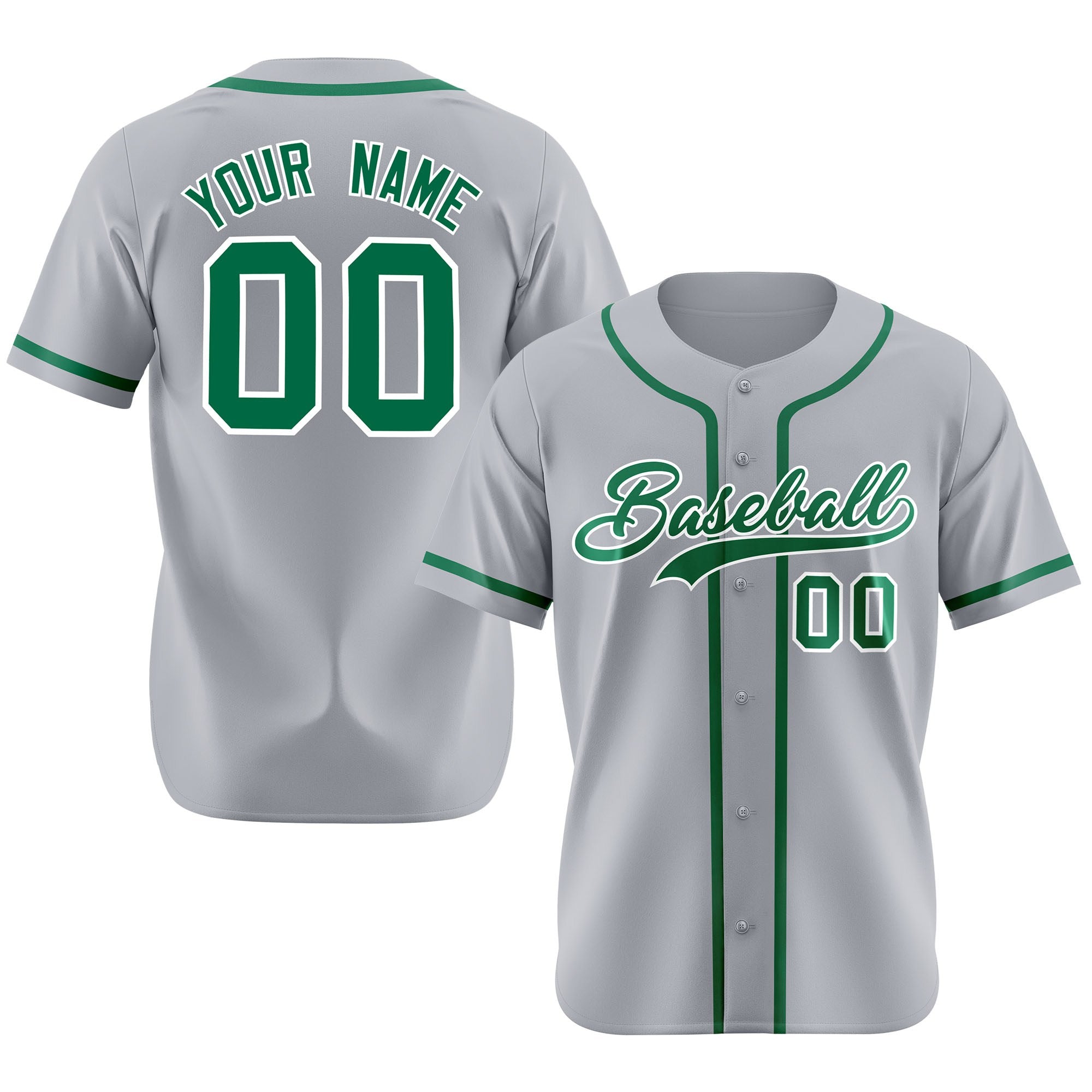 Custom Gray Kelly Green Classic Style Authentic Baseball Jersey