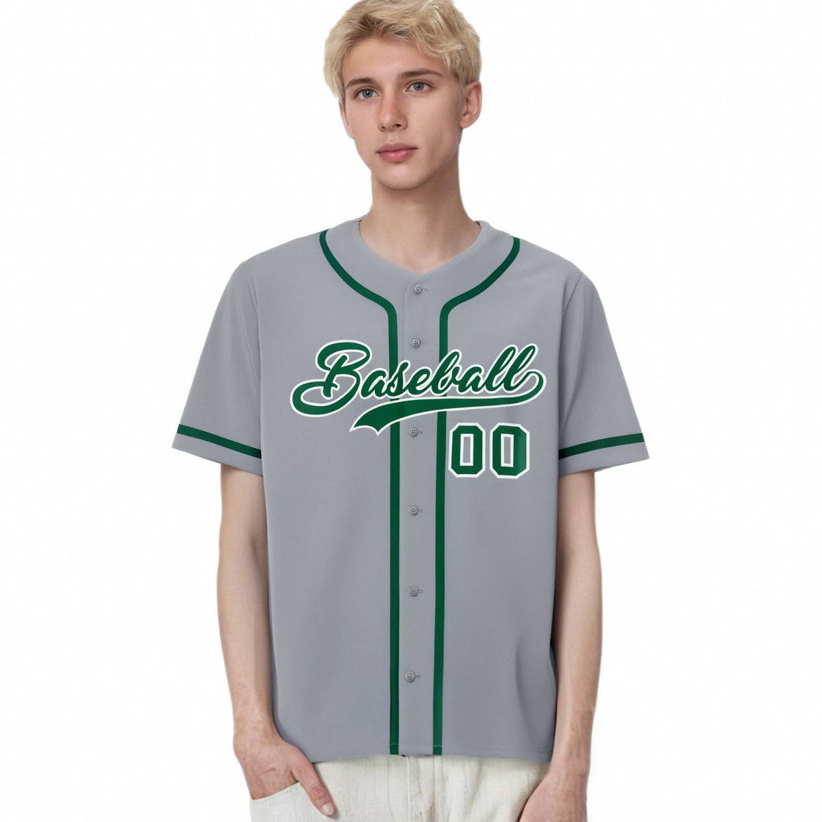 Custom Gray Kelly Green Classic Style Authentic Baseball Jersey