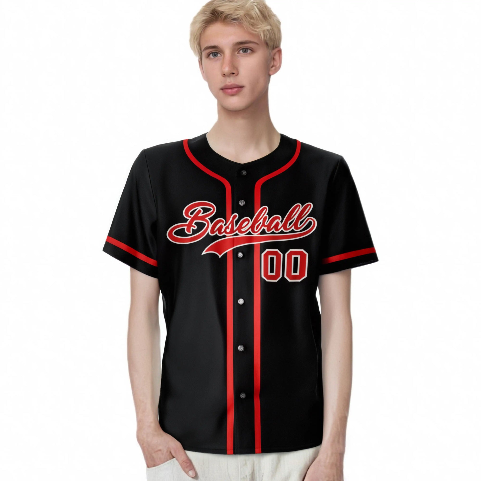 Custom Black Red Classic Style Authentic Baseball Jersey