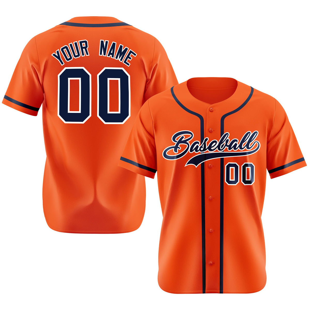 Custom Orange Navy Classic Style Authentic Baseball Jersey
