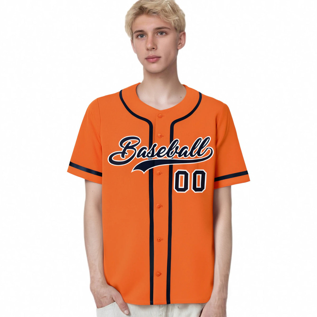 Custom Orange Navy Classic Style Authentic Baseball Jersey
