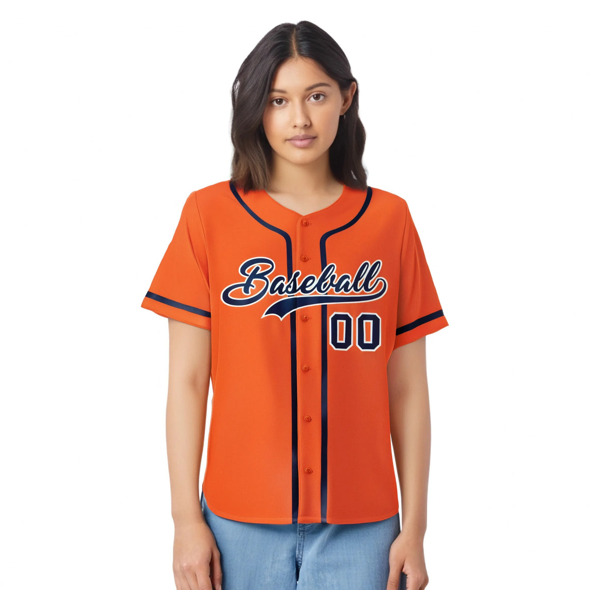 Custom Orange Navy Classic Style Authentic Baseball Jersey