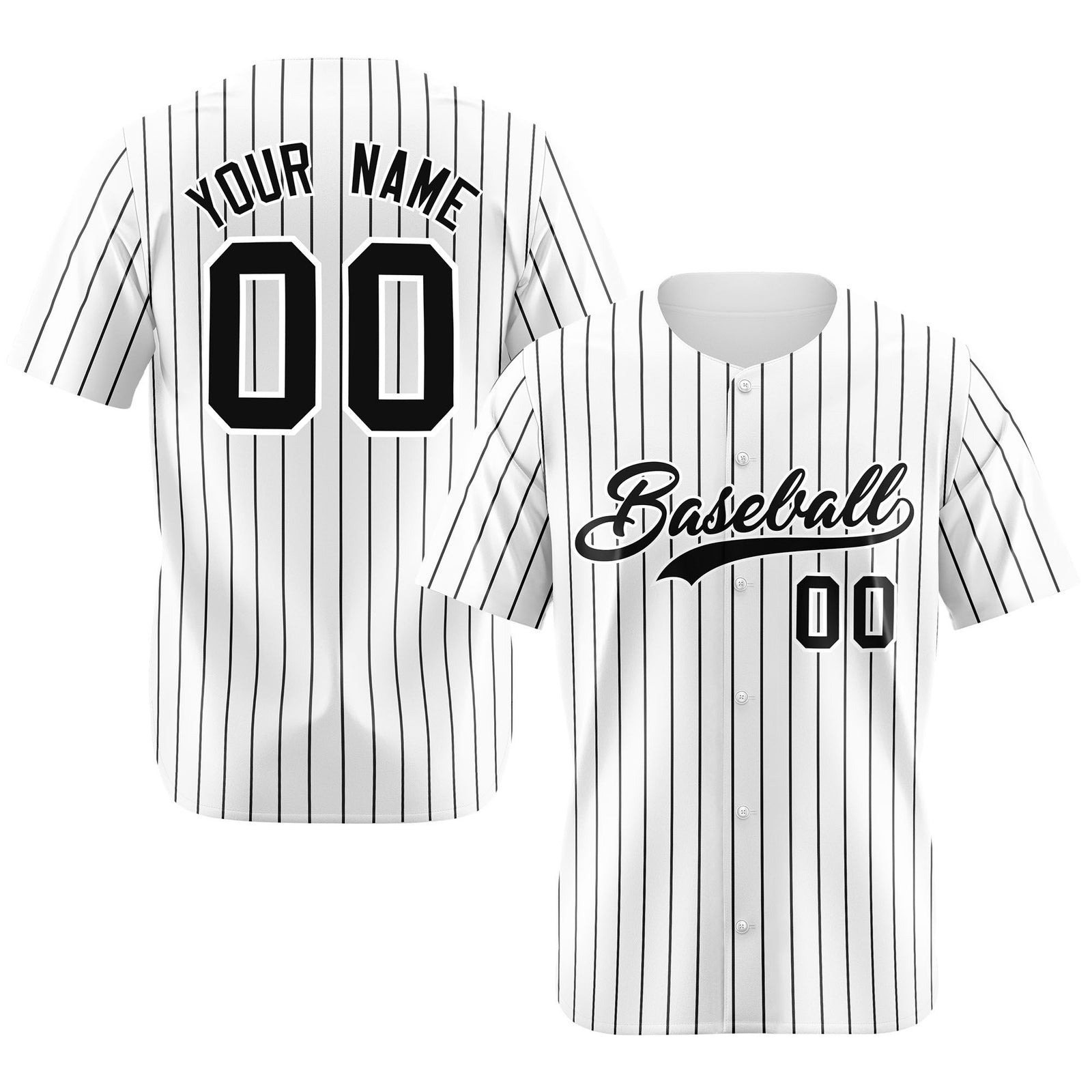 Custom White Black Pinstripe Authentic Baseball Jersey