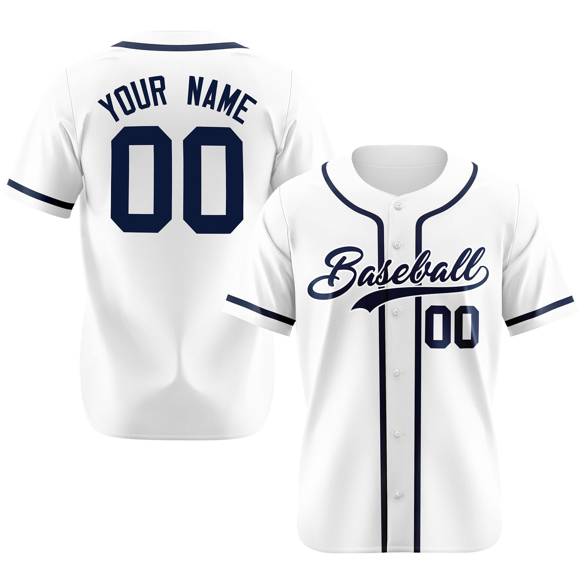 Custom White Navy Classic Style Authentic Baseball Jersey