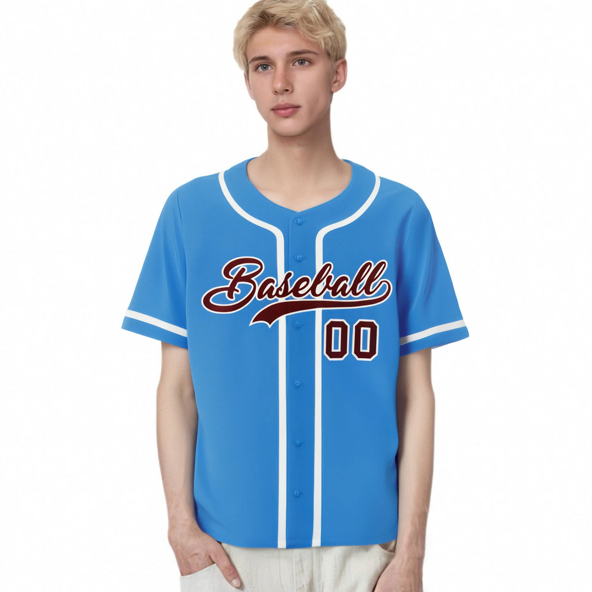 Custom Powder Blue White Classic Style Authentic Baseball Jersey