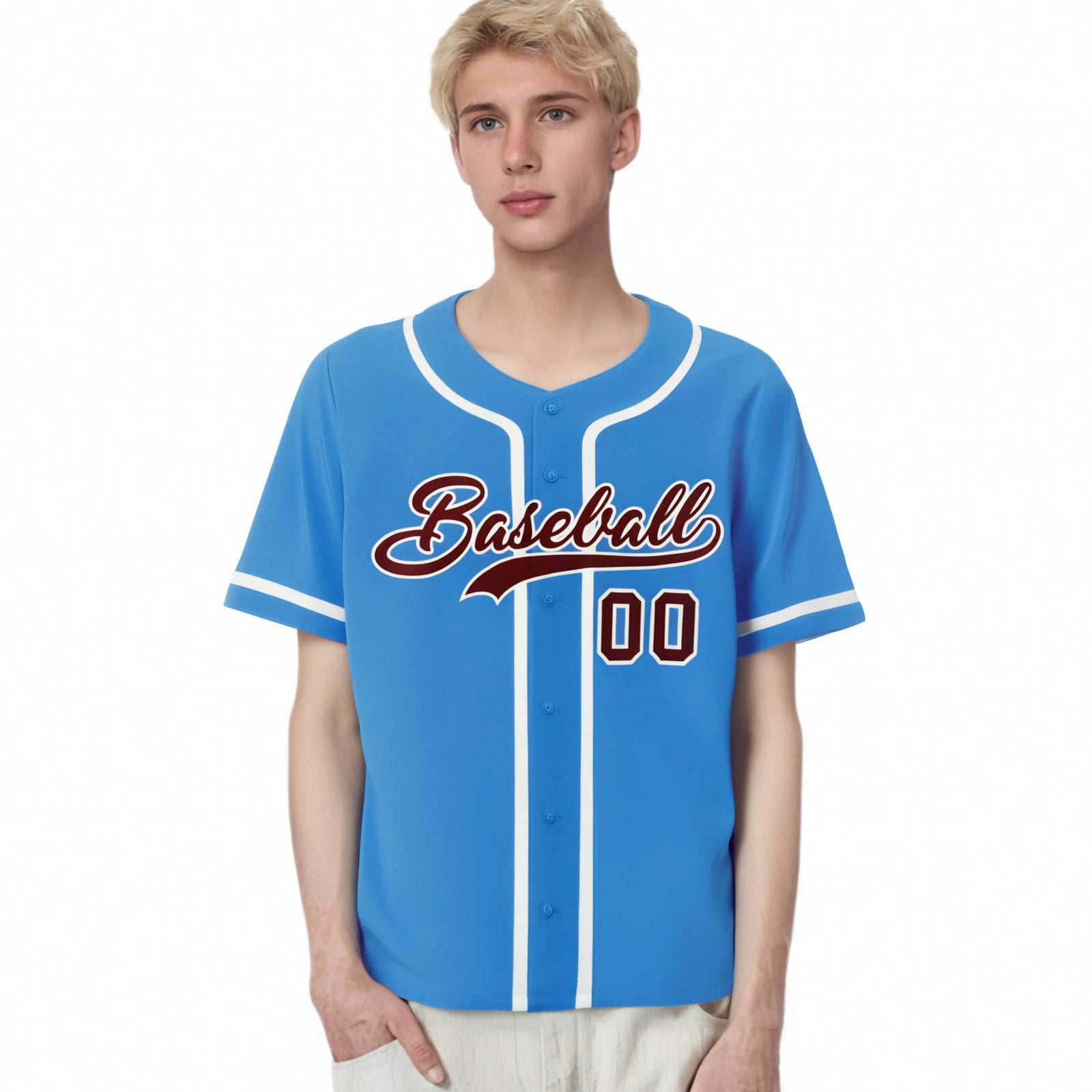 Custom Powder Blue White Classic Style Authentic Baseball Jersey