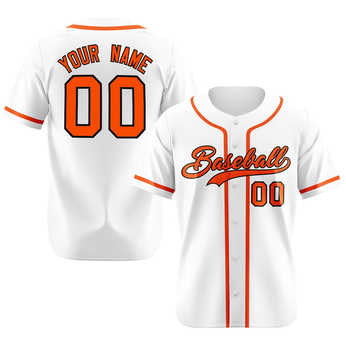 Custom White Orange Classic Style Authentic Baseball Jersey