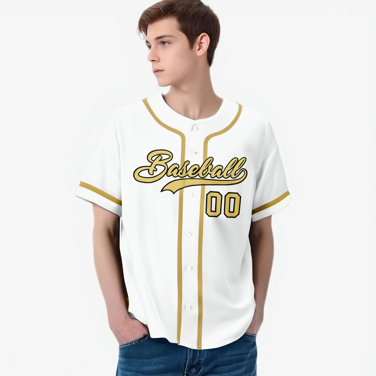Custom White Khaki Classic Style Authentic Baseball Jersey