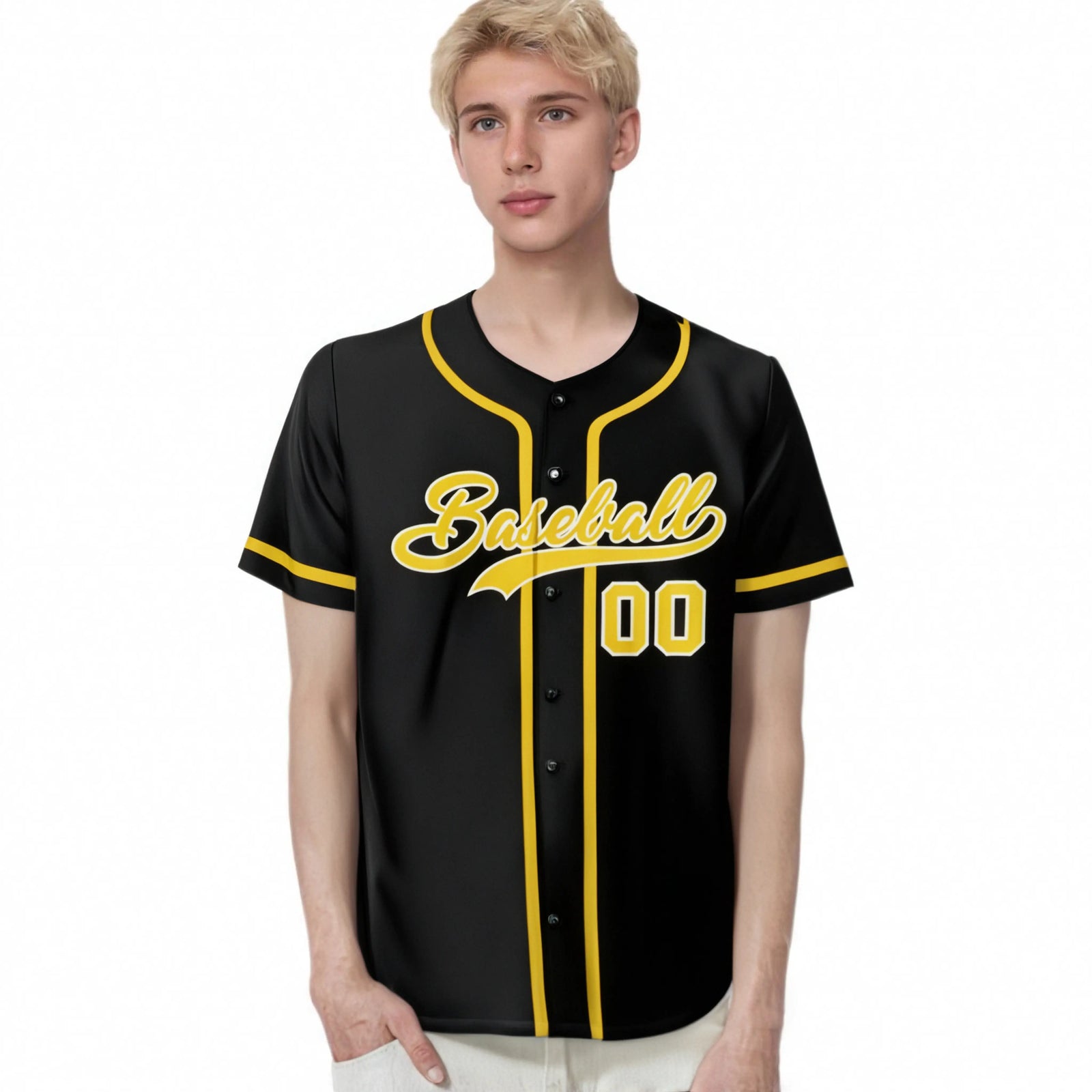 Custom Black Gold Classic Style Authentic Baseball Jersey