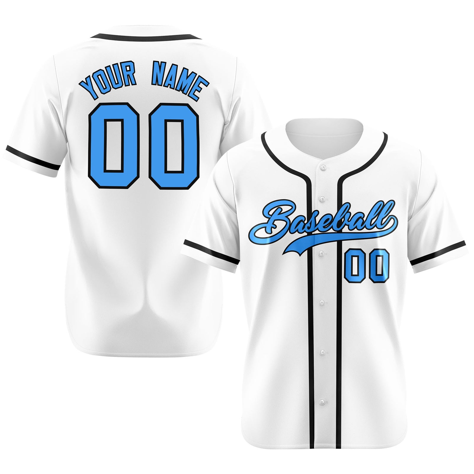 Custom White Black Classic Style Authentic Baseball Jersey