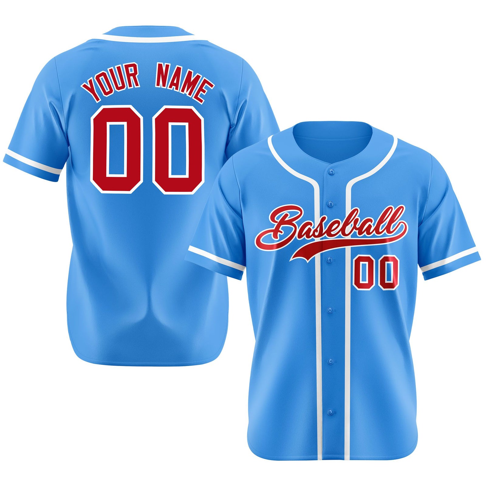 Custom Powder Blue White Classic Style Authentic Baseball Jersey