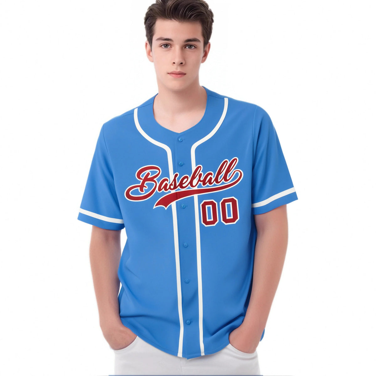 Custom Powder Blue White Classic Style Authentic Baseball Jersey