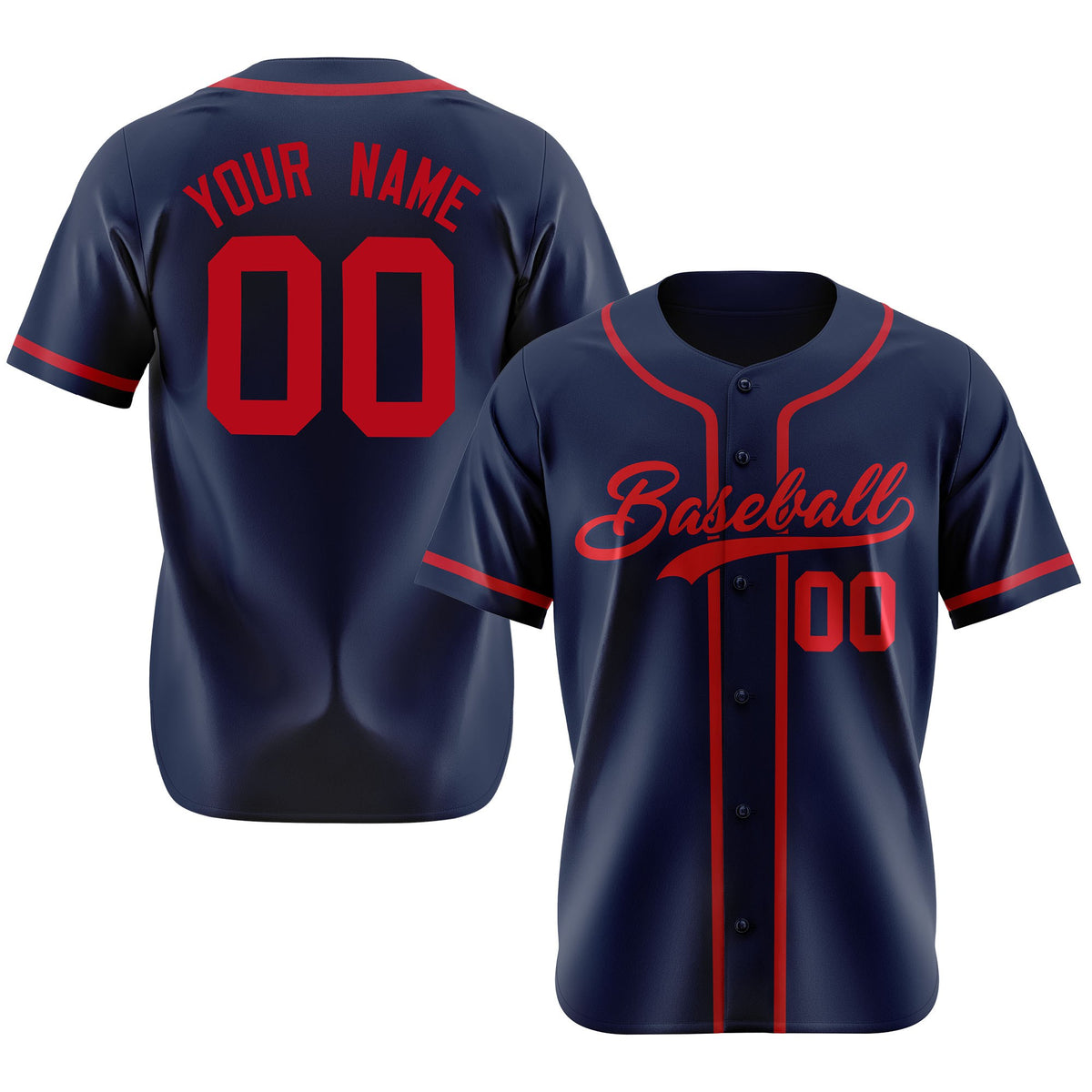 Custom Navy Red Classic Style Authentic Baseball Jersey