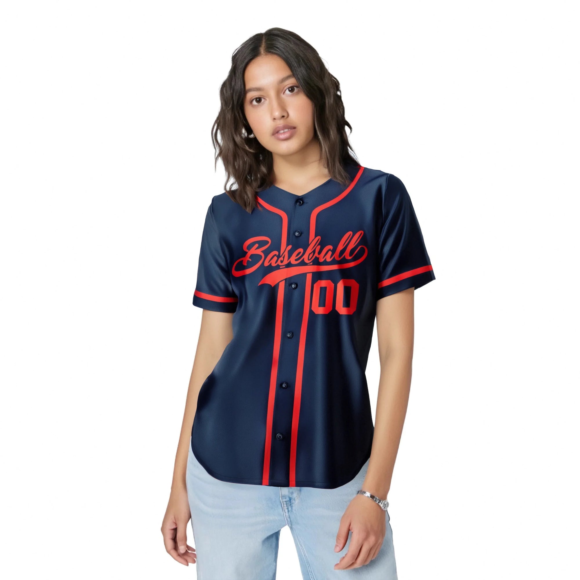 Custom Navy Red Classic Style Authentic Baseball Jersey