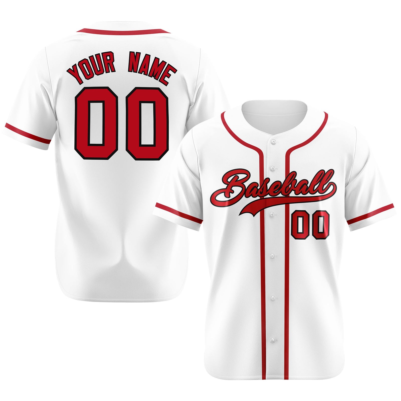 Custom White Red Classic Style Authentic Baseball Jersey