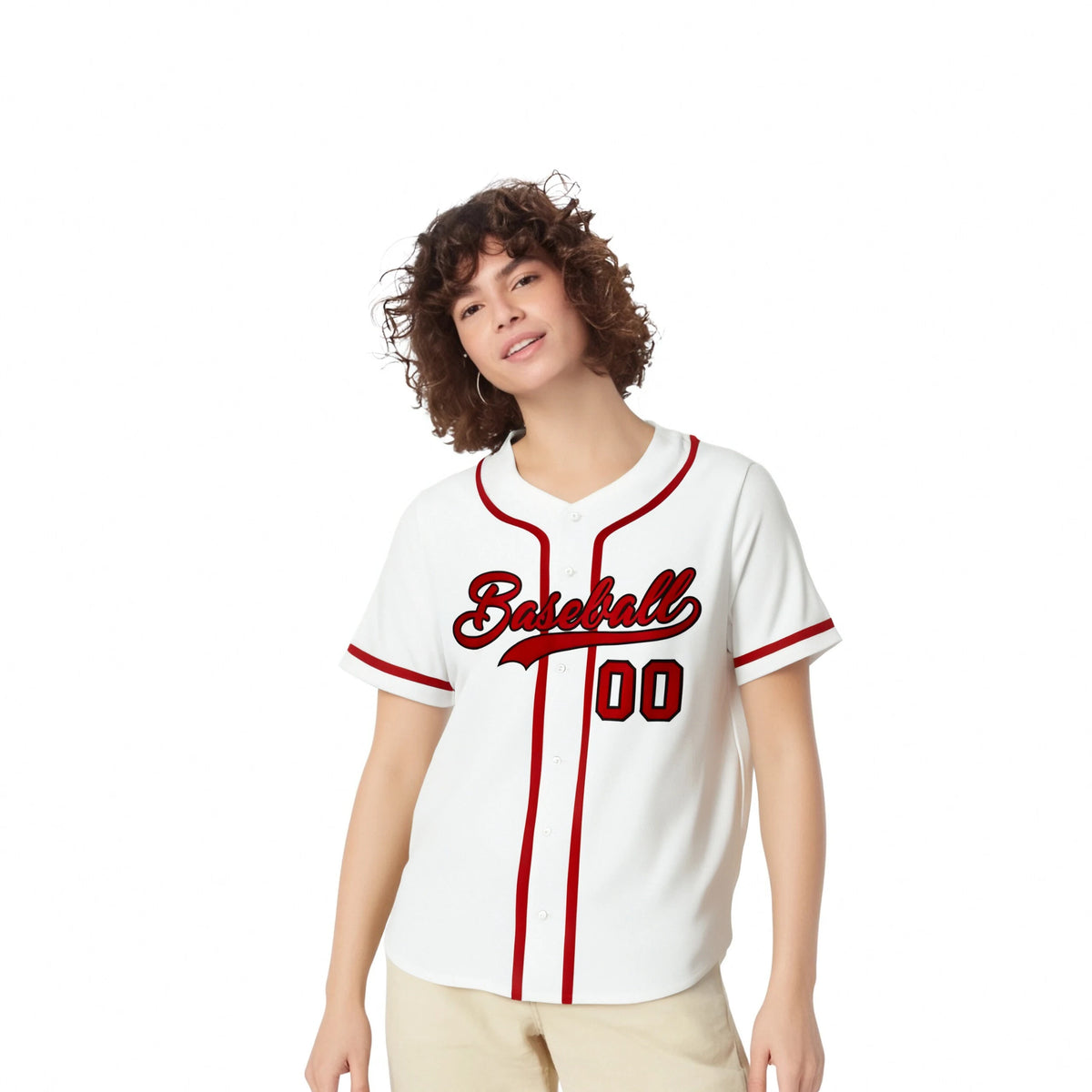 Custom White Red Classic Style Authentic Baseball Jersey
