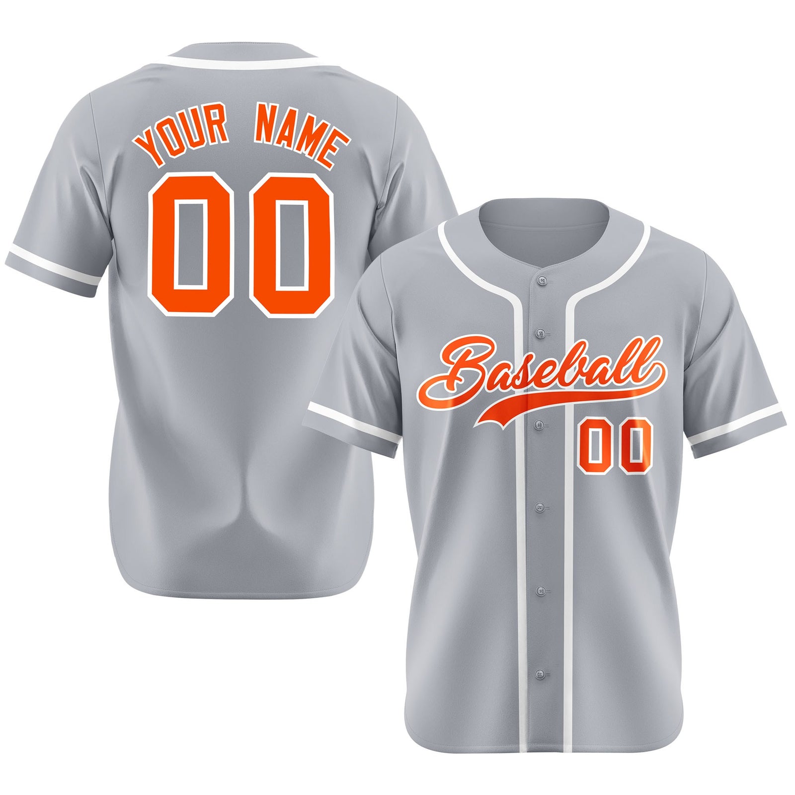 Custom Gray Orange-White Classic Style Authentic Baseball Jersey
