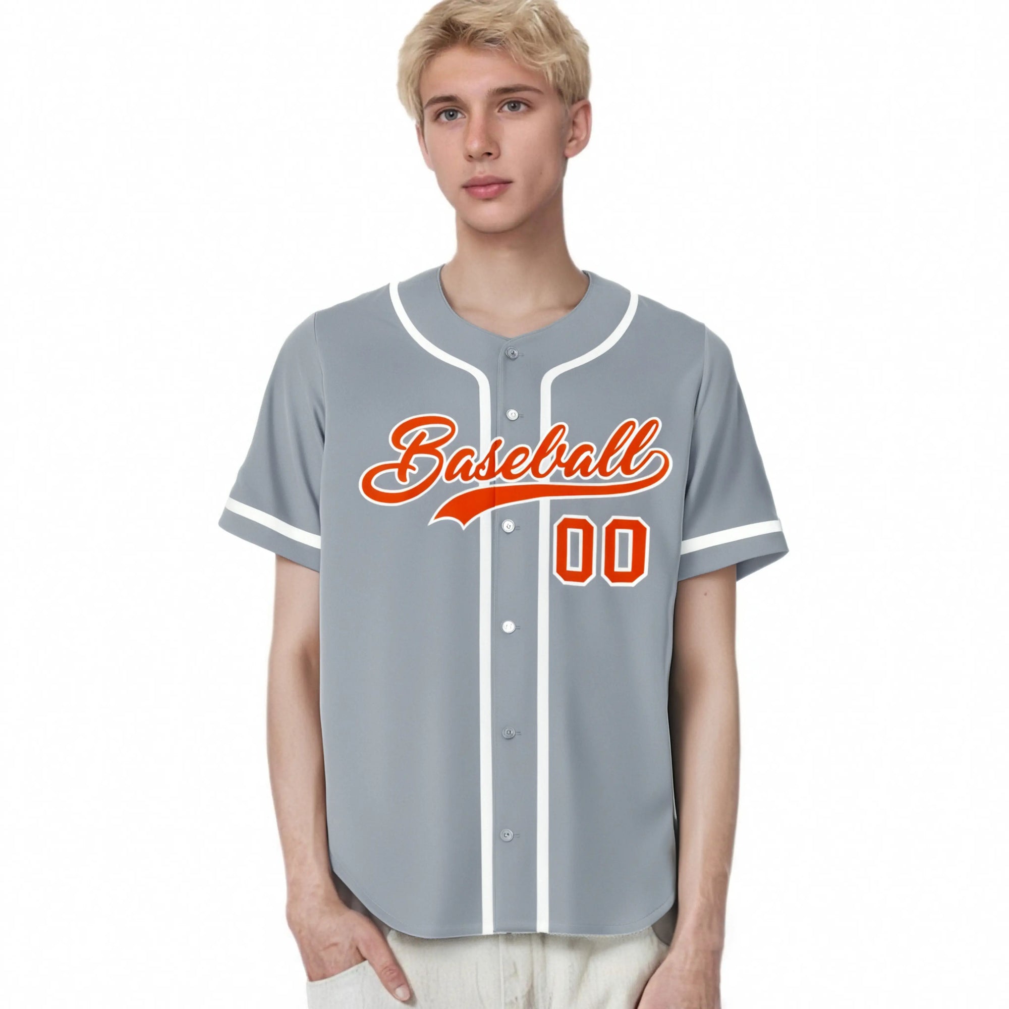 Custom Gray Orange-White Classic Style Authentic Baseball Jersey