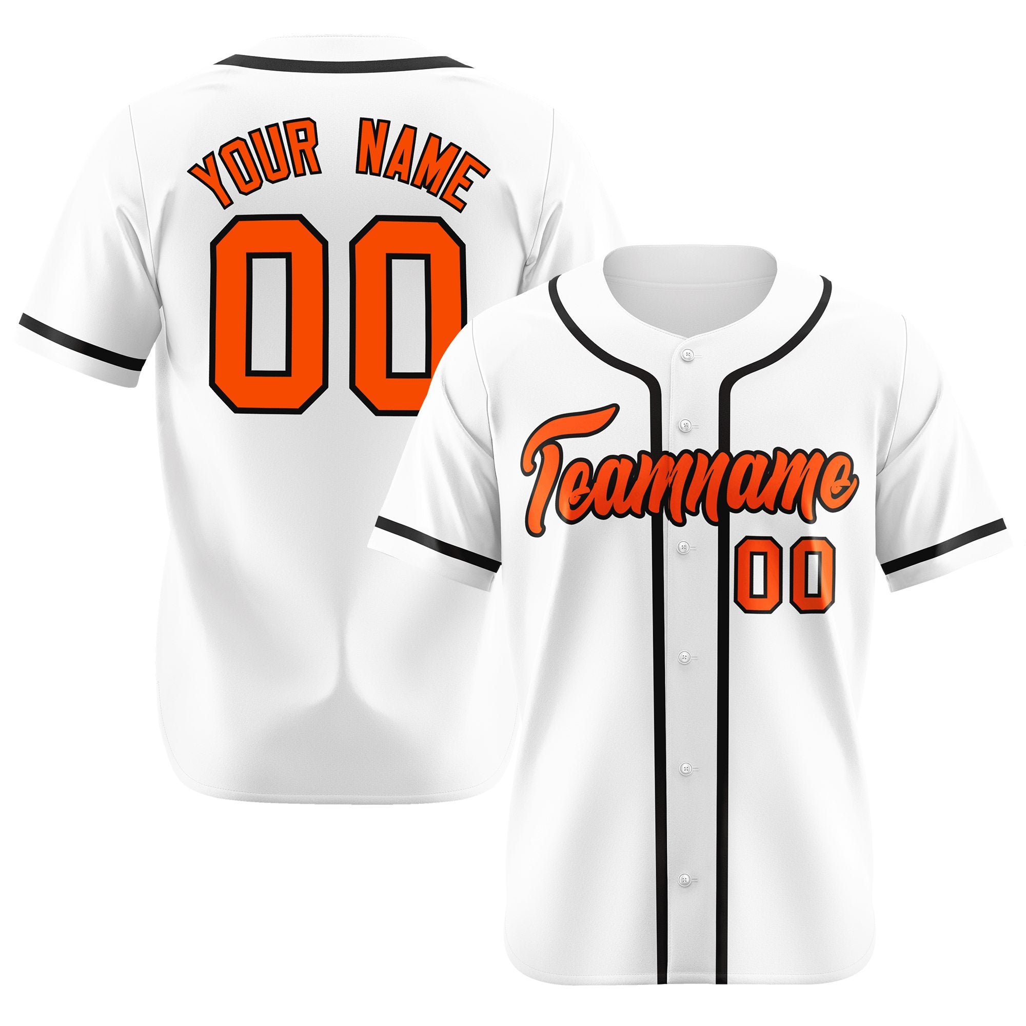 Custom White Black-Orange Classic Style Authentic Baseball Jersey