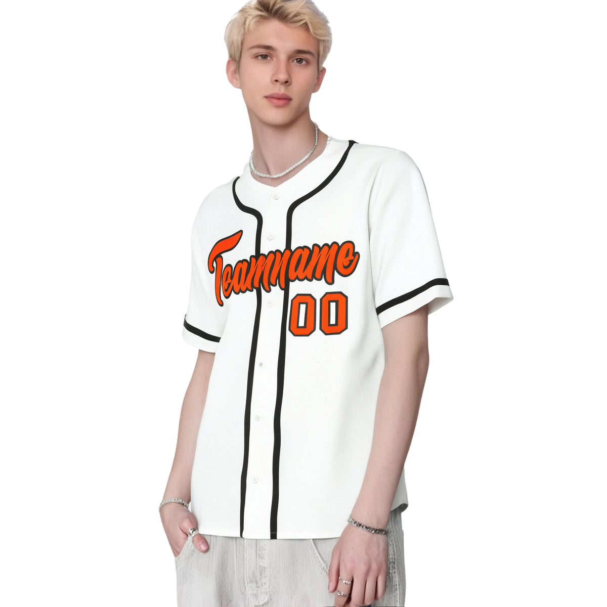 Custom White Black-Orange Classic Style Authentic Baseball Jersey