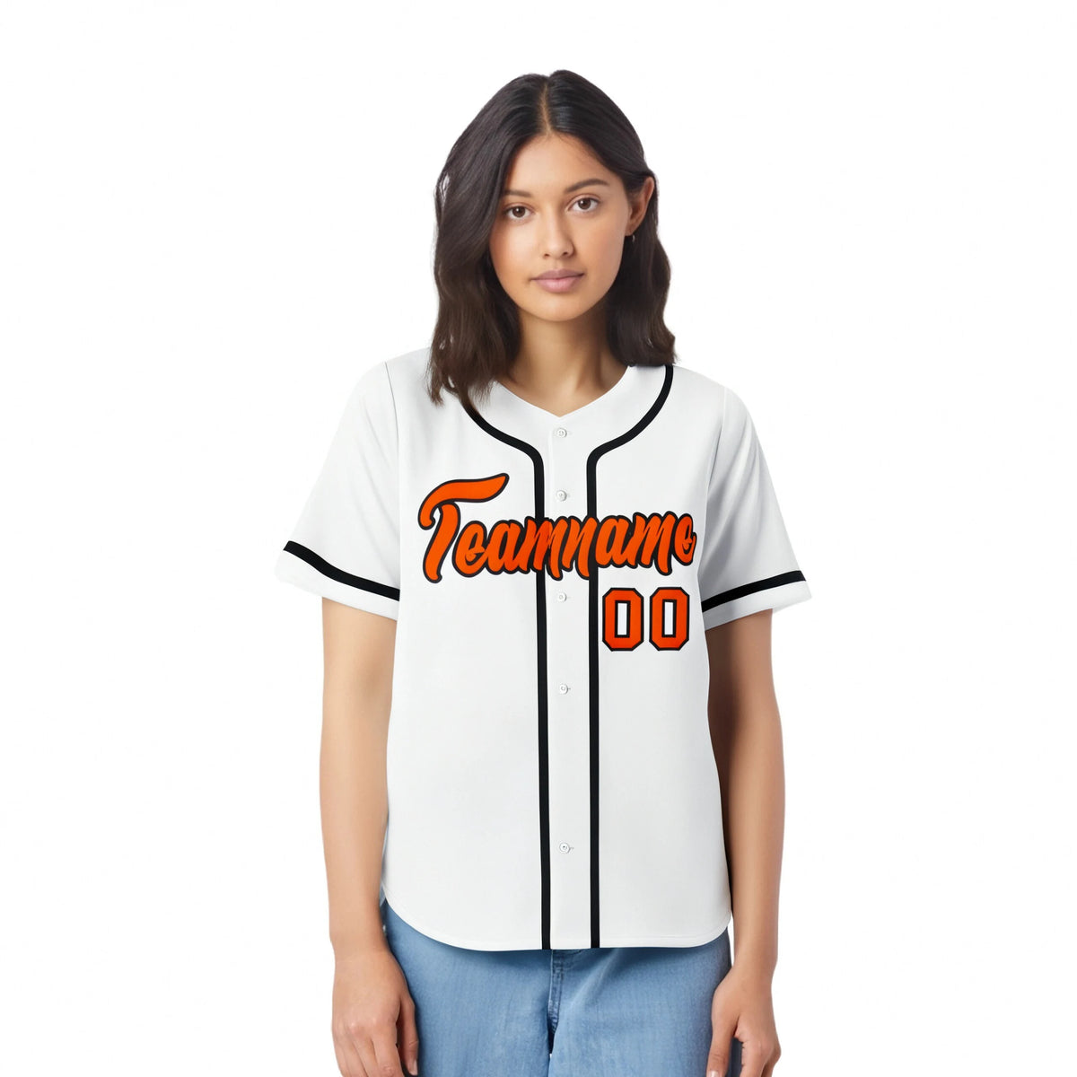 Custom White Black-Orange Classic Style Authentic Baseball Jersey